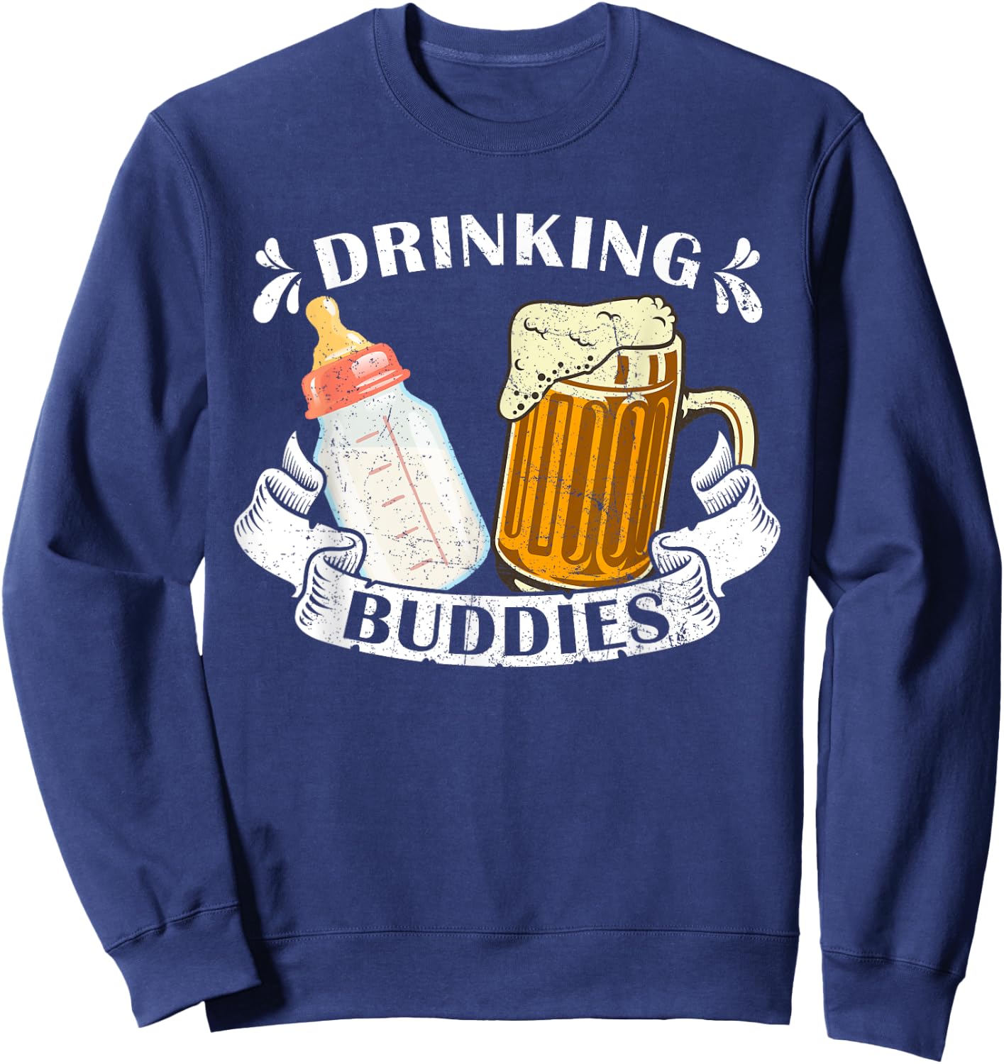 Drinking Buddies Dad And Baby Drinking Team Father's Day Sweatshirt - Sweatshirt | Navy