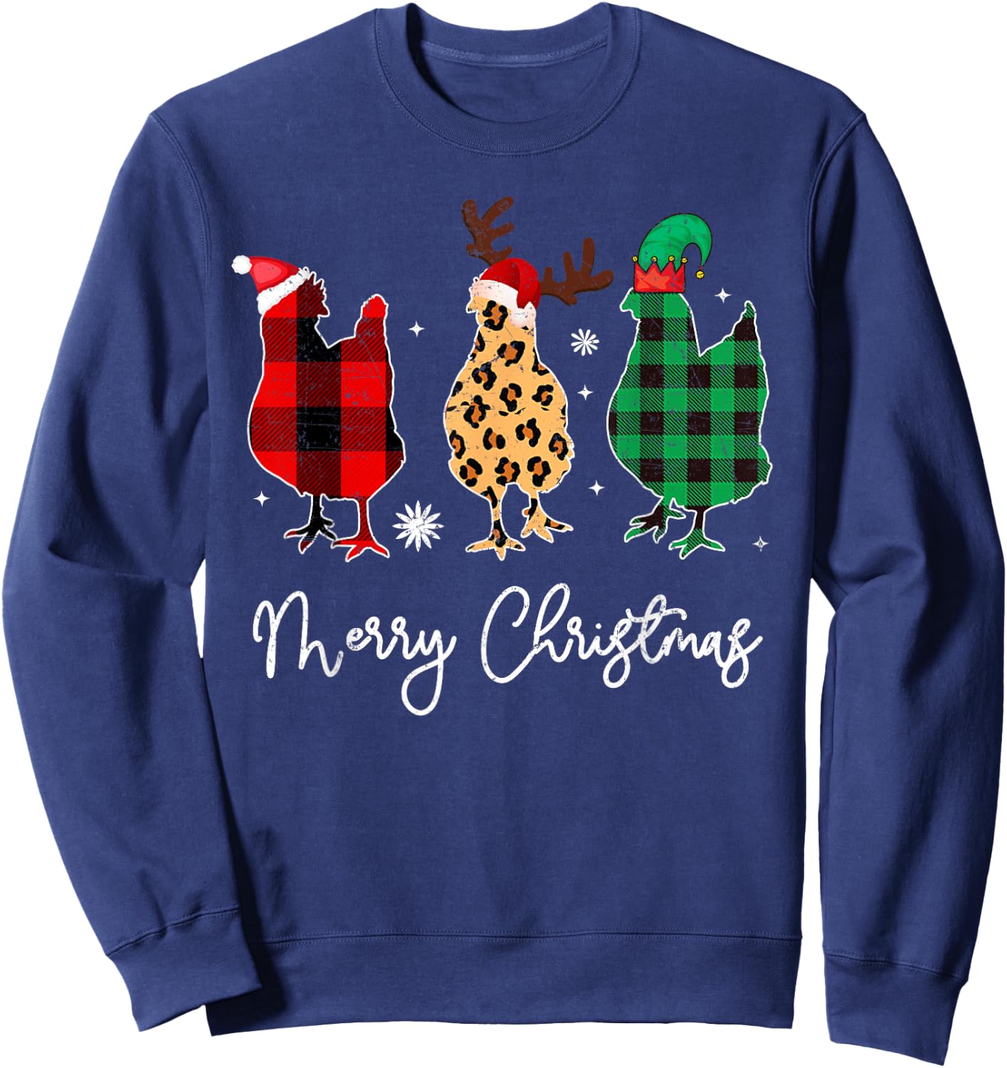 Merry Christmas Chickens Sweatshirt - Sweatshirt | Navy