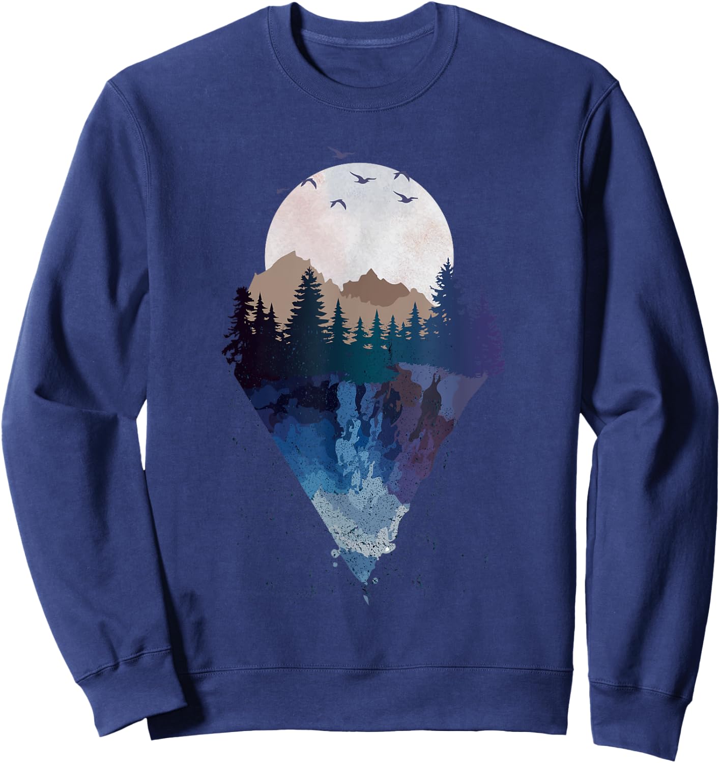 Funny Geometric Mountain Abstract Geometry Outdoor Gifts Sweatshirt - Sweatshirt | Navy