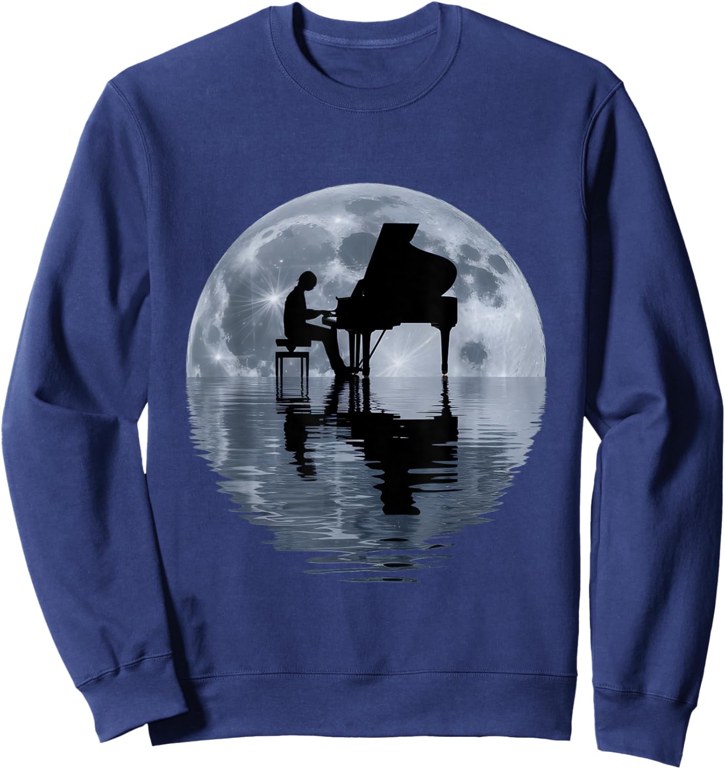 Moonlight Piano Player Pianist Moon Sweatshirt - Sweatshirt | Navy
