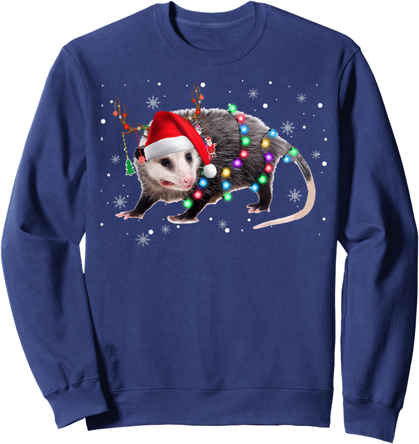 Possum Christmas Lights Santa Reindeer Possum Lover Gifts Sweatshirt - Sweatshirt | Navy