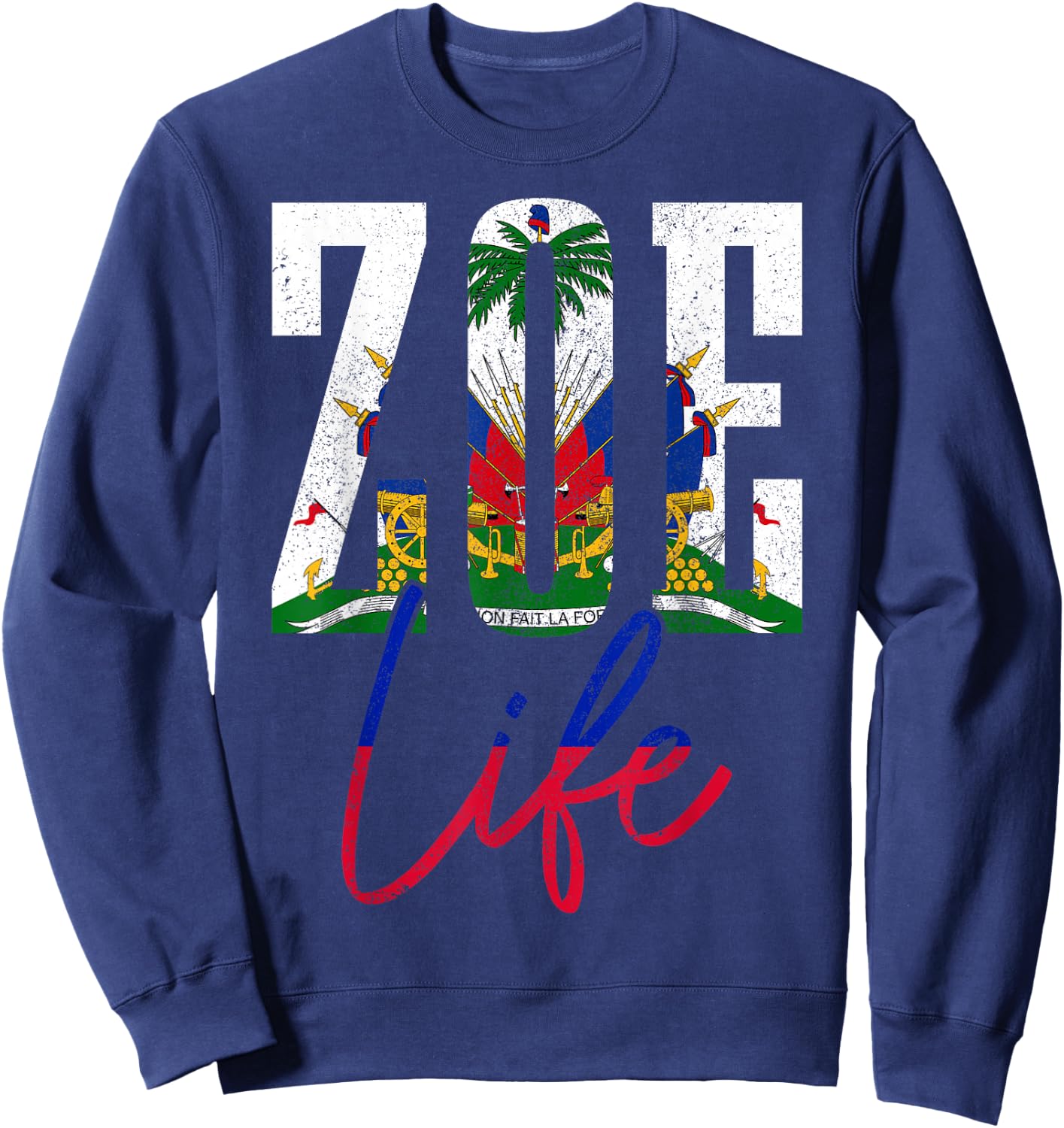 Haiti Zoe Haitian Flag Caribbean Souvenir Sweatshirt - Sweatshirt | Navy