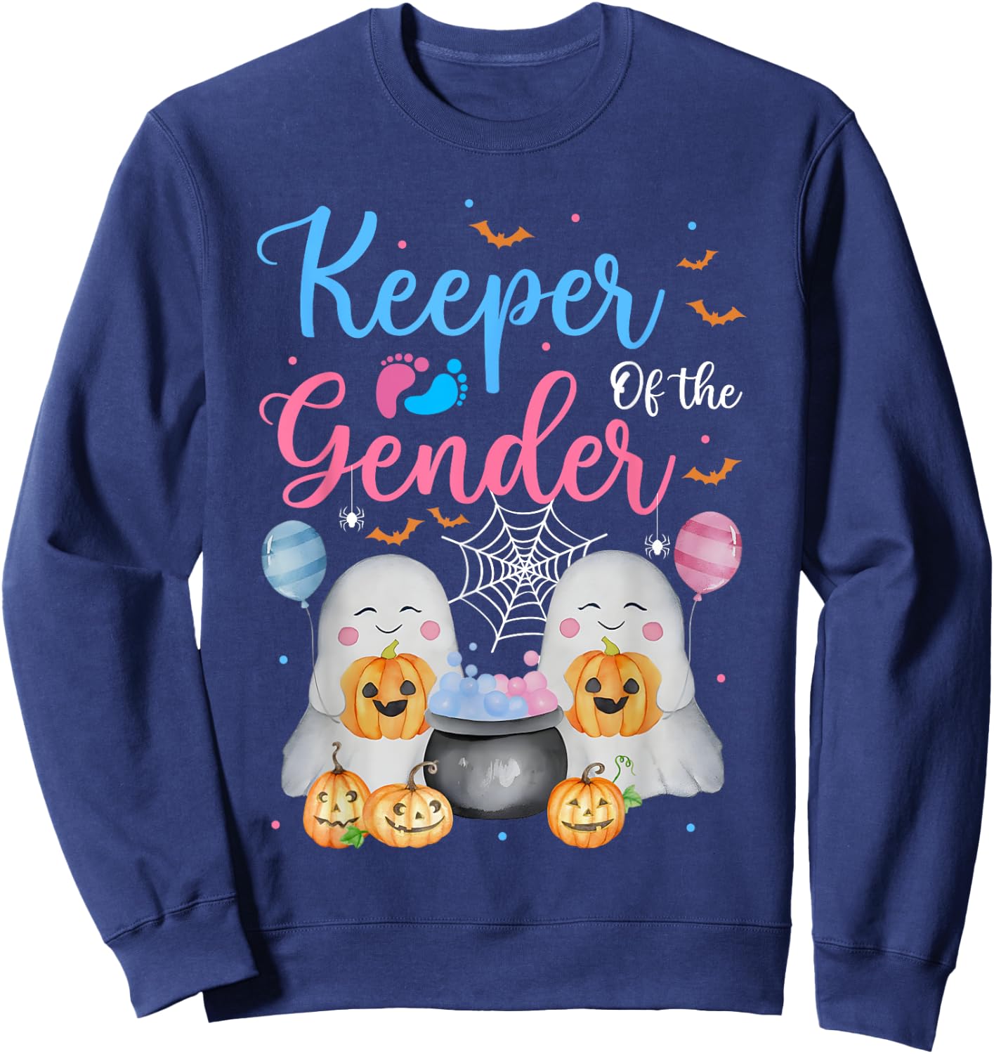 Keeper of the Gender Halloween Shirt Ghost Baby Shower Sweatshirt - Sweatshirt | Navy