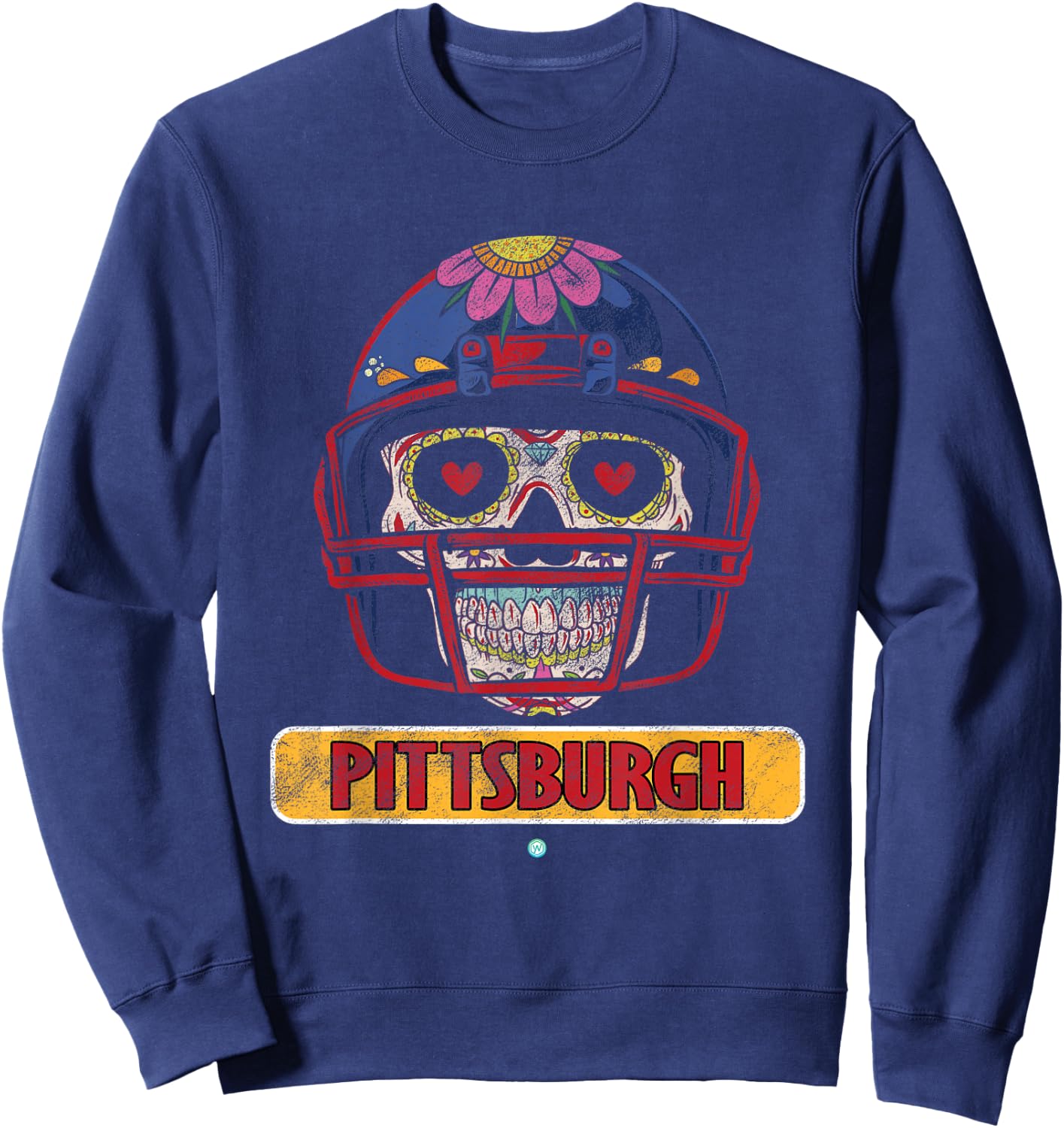 Pittsburgh Football Helmet Sugar Skull Gift Sweatshirt - Sweatshirt | Navy