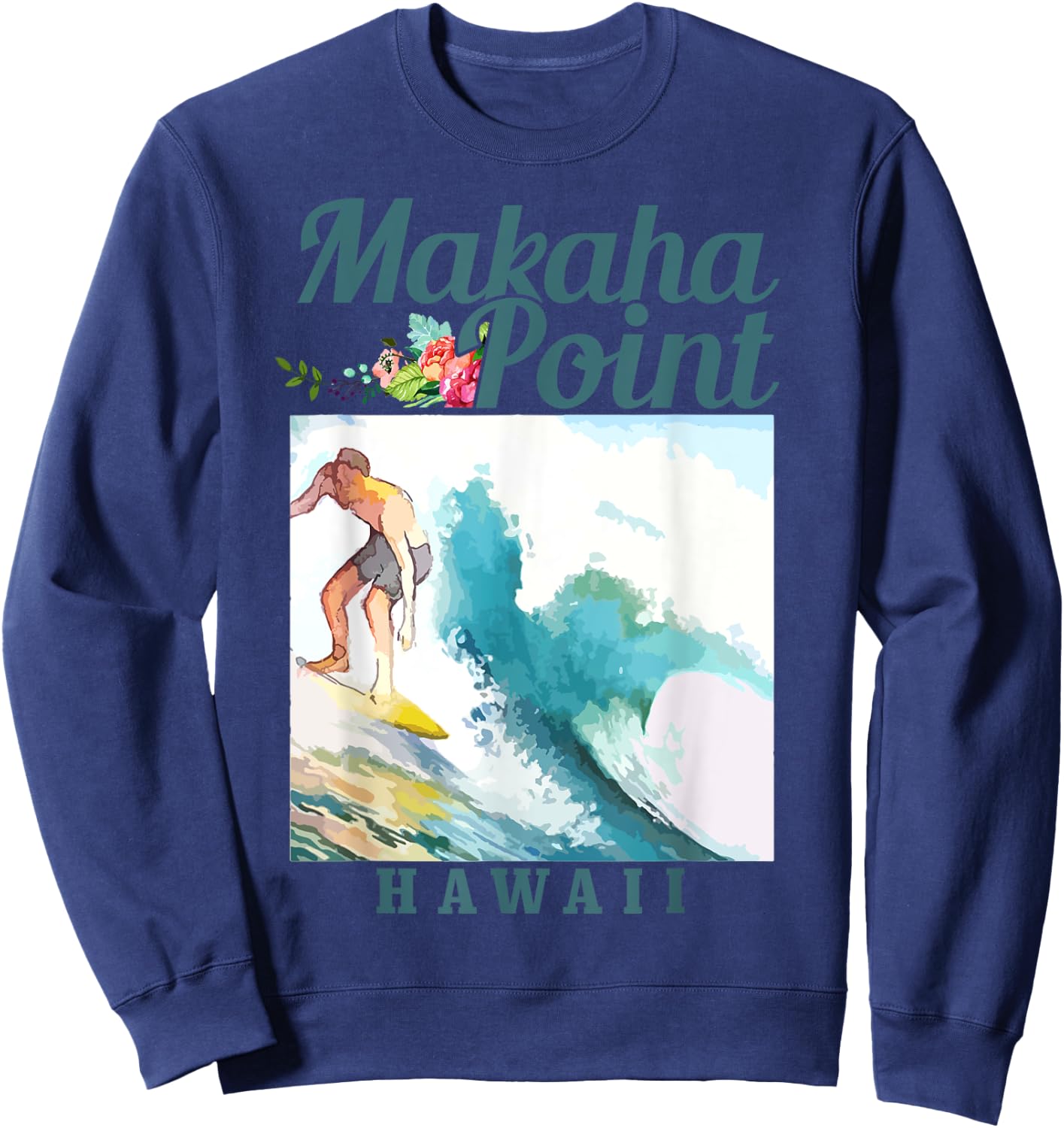 Makaha Point Hawaii Surfing Vintage Surfer Sweatshirt - Sweatshirt | Navy