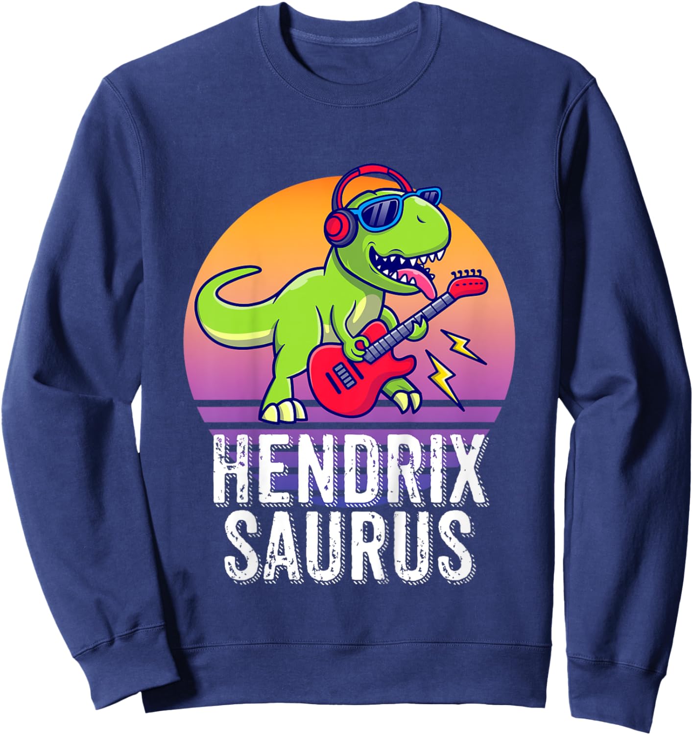 Hendrixsaurus - Gift Hendrix : Girls X-Small, Black, Cartoon, Birthday, Dinosaur-Themed Children's Sweatshirt - Sweatshirt | Navy