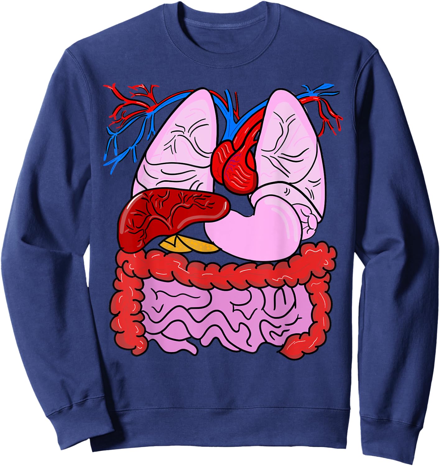 Human Body Anatomy: Illustrated Internal Organs Sweatshirt - Sweatshirt | Navy