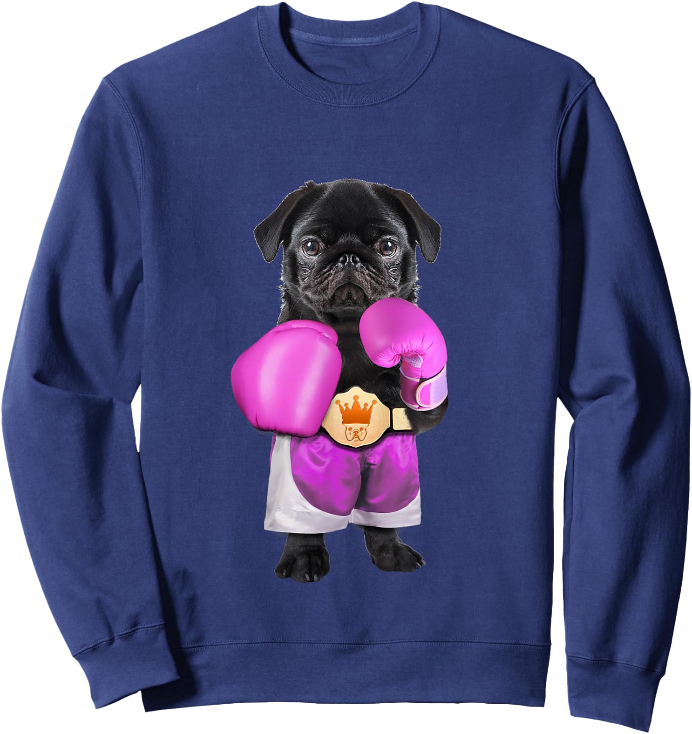 Pug dog Boxing Funny Fitness Gym Workout Sweatshirt - Sweatshirt | Navy