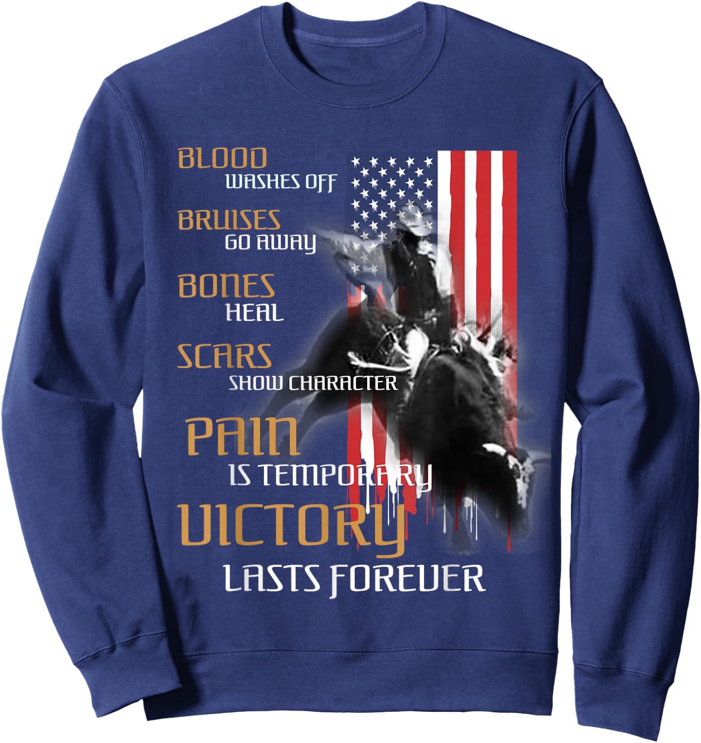 Texas Rider America Western Bull Riding Sweatshirt - Sweatshirt | Navy
