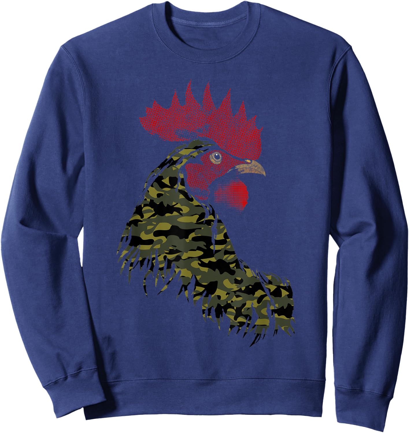 Camo Rooster Camouflage pattern fatigues Military Rooster Sweatshirt - Sweatshirt | Navy
