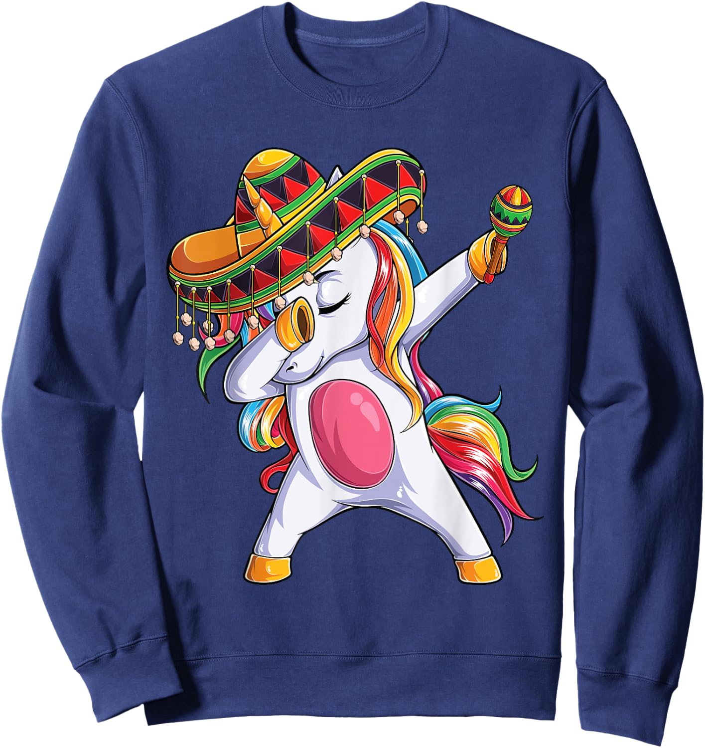 Dabbing Unicorn Cinco de Mayo Kids Girls Women Mexican gift Sweatshirt - Sweatshirt | Navy