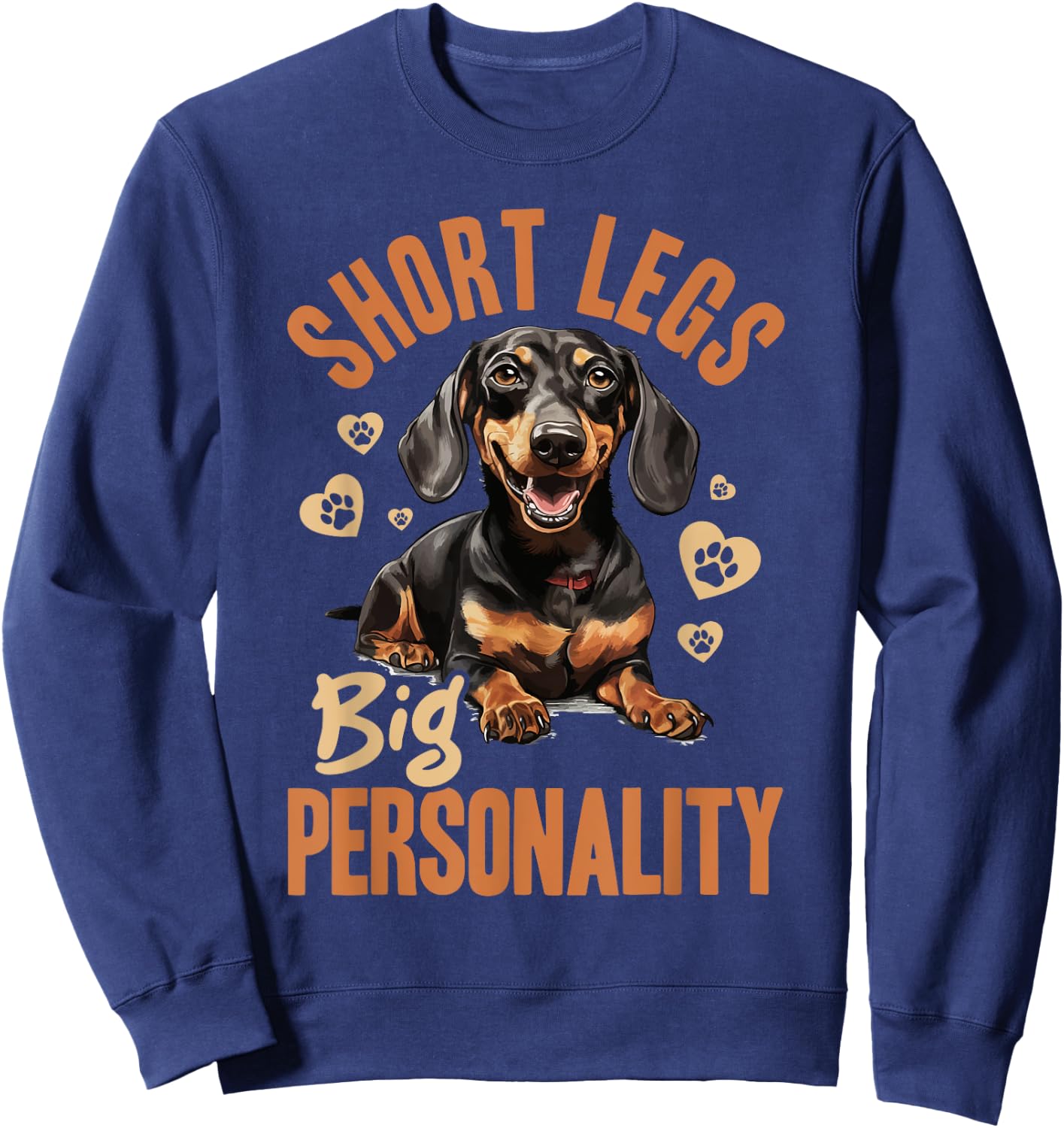 Dachshund wiener sausage dog Short legs big personality Men Women Kids Sweatshirt - Sweatshirt | Navy