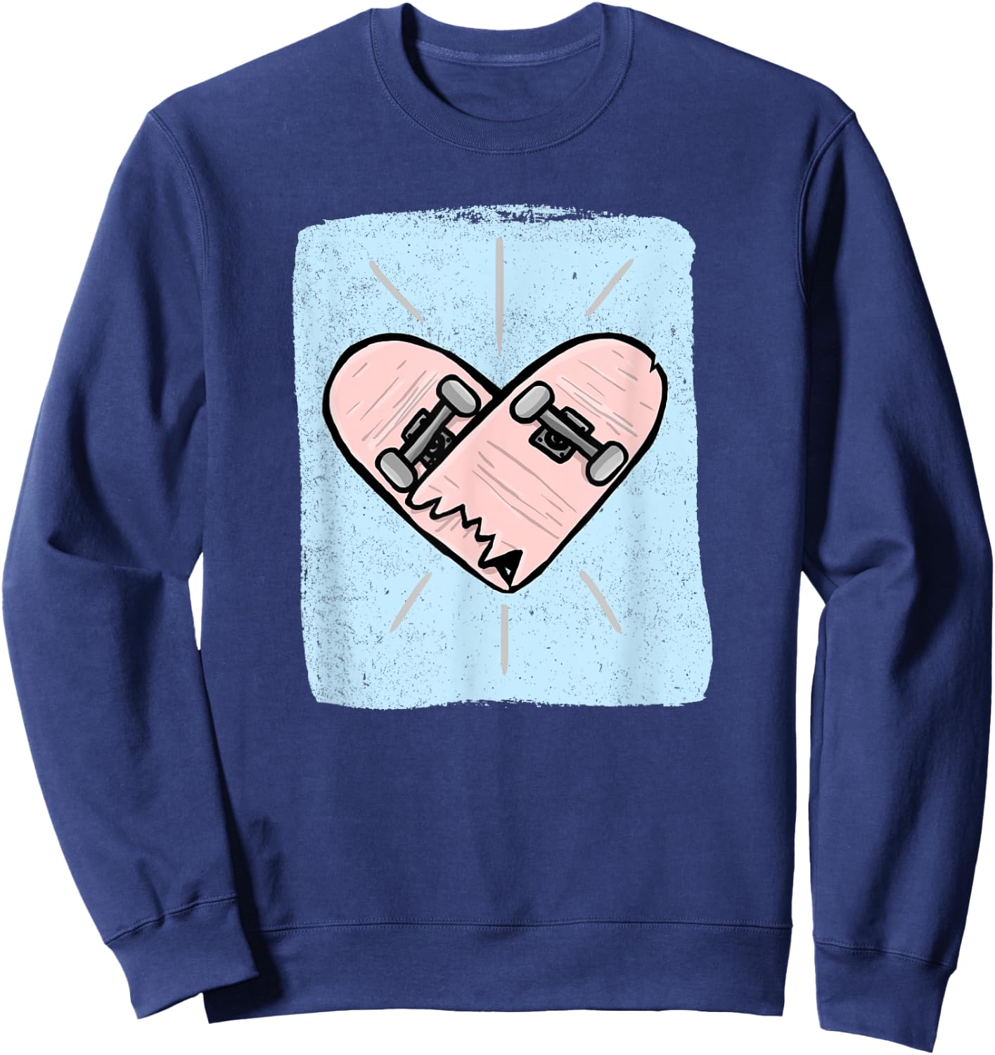 Skateboard Heartbeat Funny Skateboarder Skating Skater Sweatshirt - Sweatshirt | Navy
