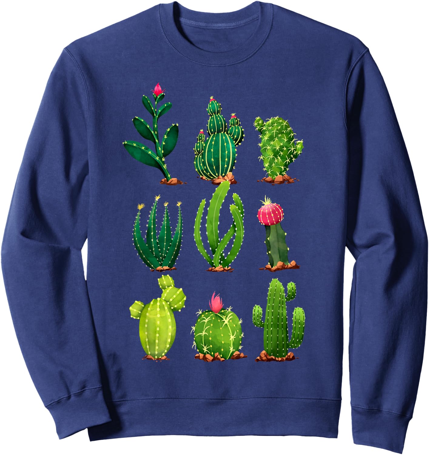 Plant Enthusiast Planting Gardener Gifts Cactus Plants , -Adults, Black, Short Sleeve, , Small Sweatshirt - Sweatshirt | Navy