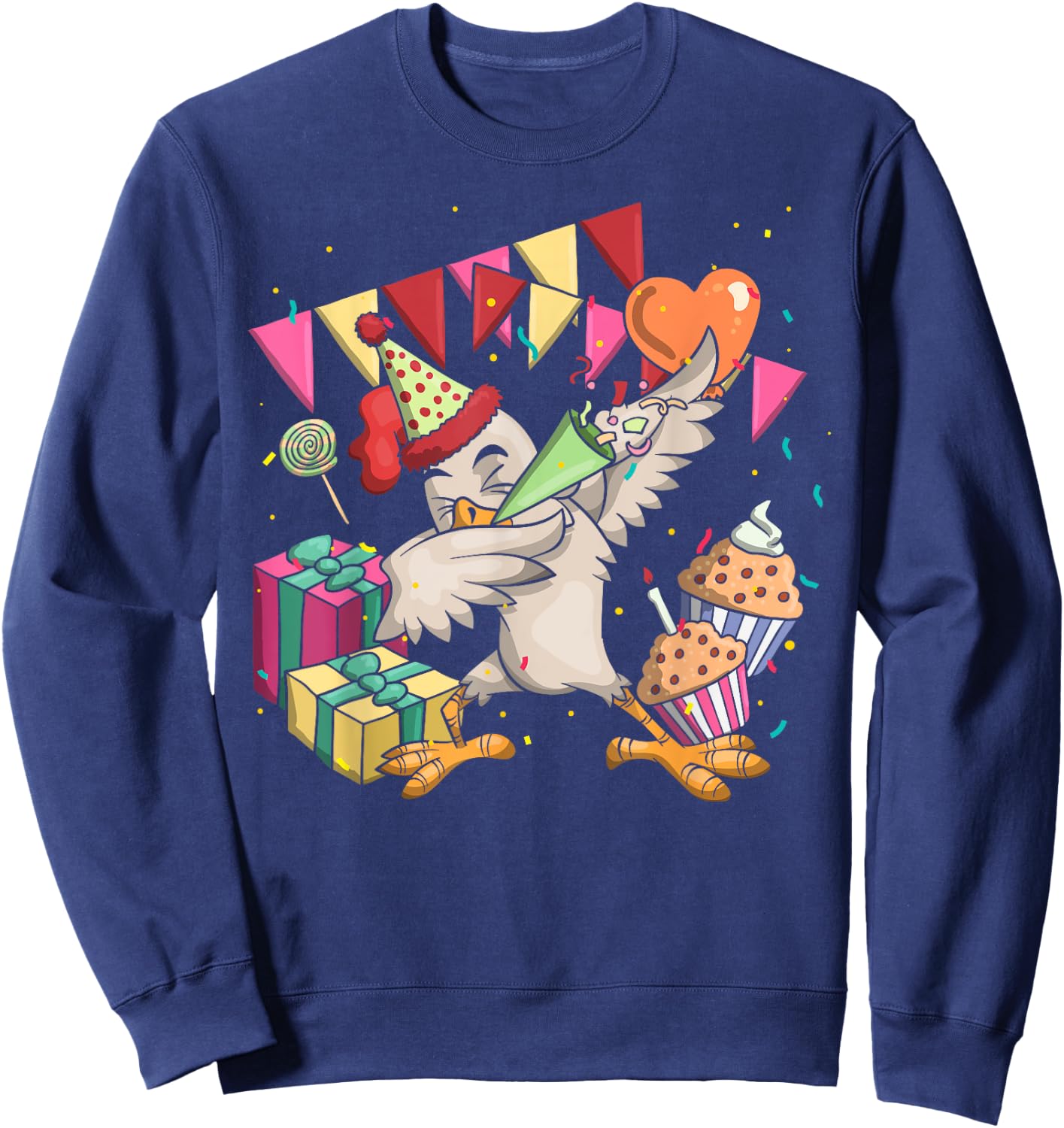 Funny Farm Bird Dab Chicken Anniversary Party Kids Birthday Sweatshirt - Sweatshirt | Navy