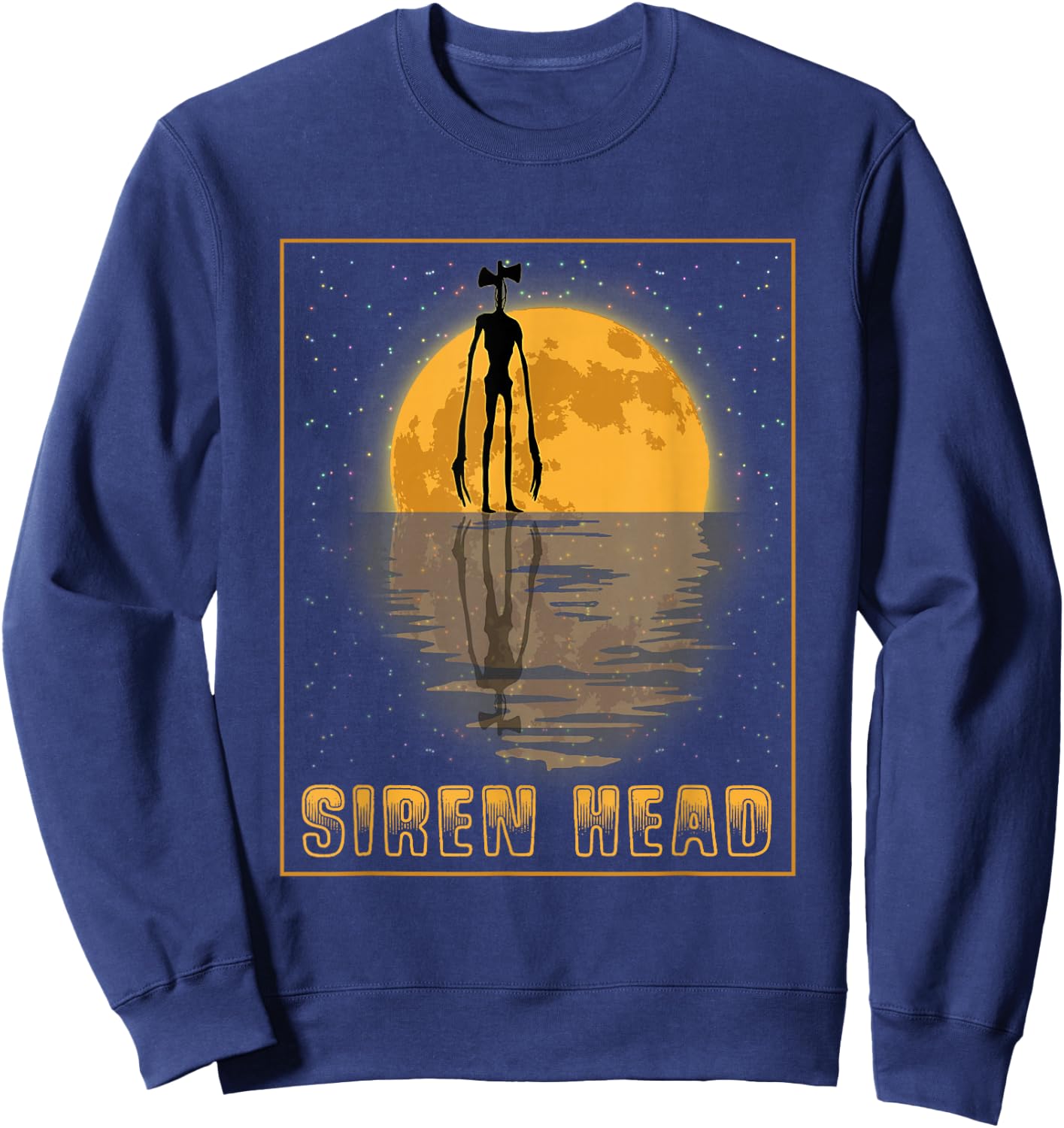Siren Head and a Yellow Full Moon Sweatshirt - Sweatshirt | Navy
