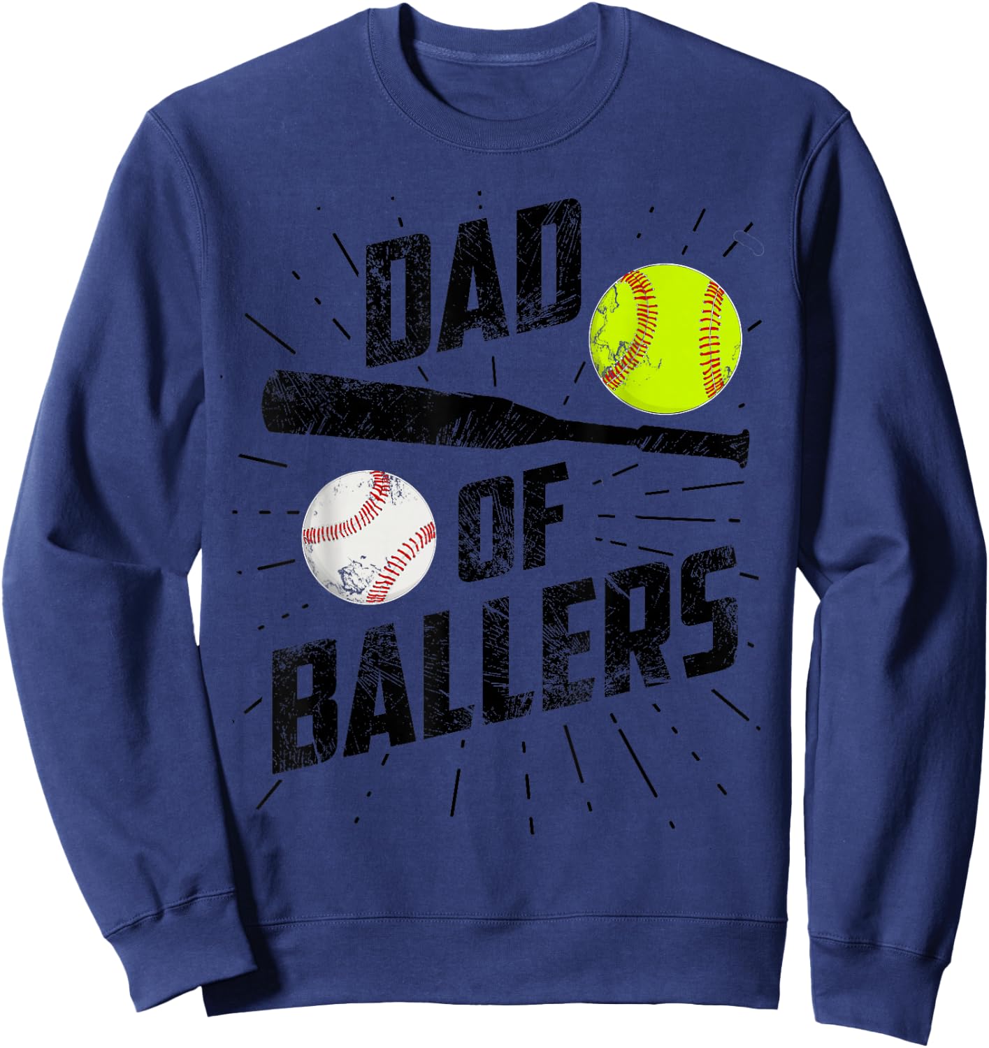 Dad Of Ballers Funny Baseball Softball Game Fathers Day Gift Sweatshirt - Sweatshirt | Navy