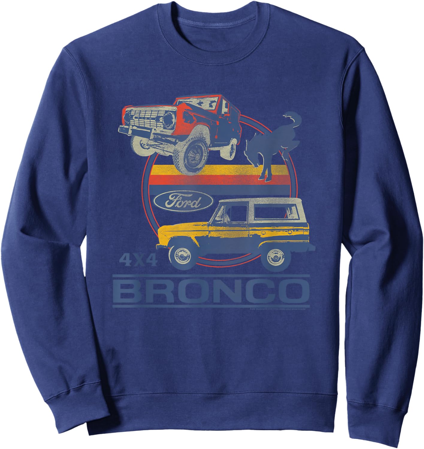 Ford - Bronco 4x4 Retro Circle With Pony Logo Sweatshirt - Sweatshirt | Navy
