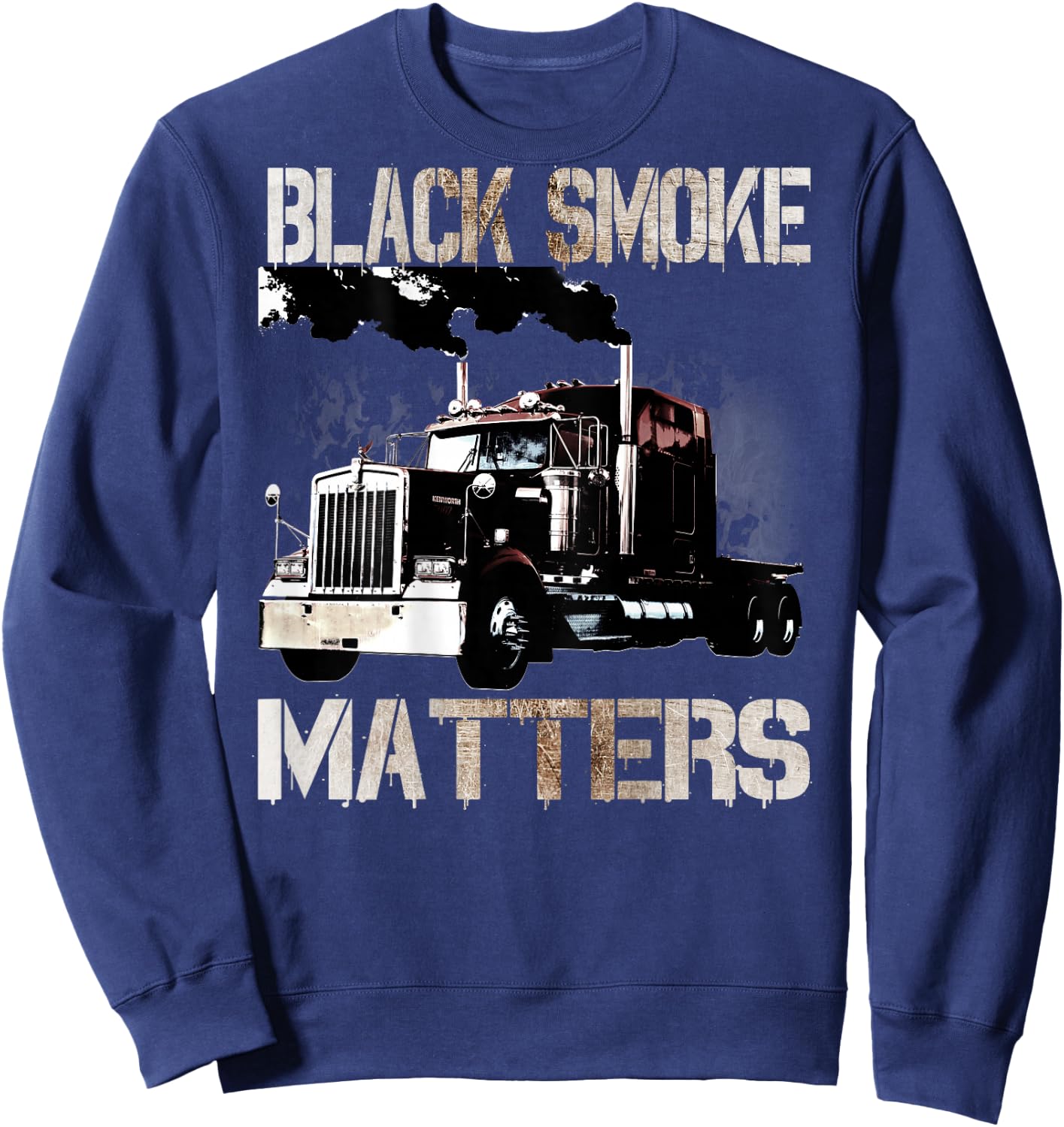 Trucker Tractor Trailer 18 Wheeler Design On Back Sweatshirt - Sweatshirt | Navy