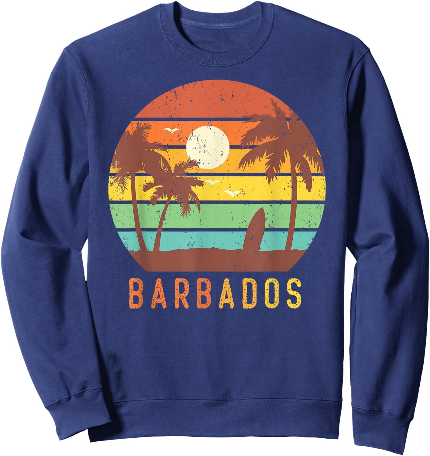 Barbados Retro Surf Beach Vibe Vintage 70s Gift Sweatshirt - Sweatshirt | Navy
