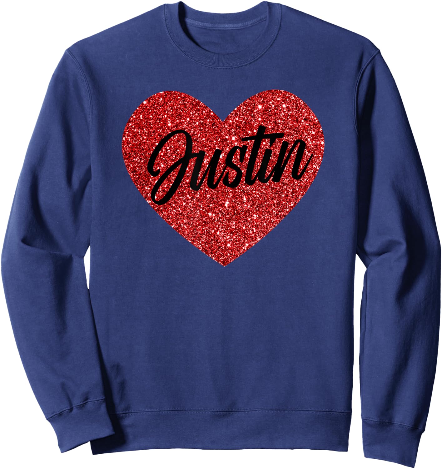 I Love Justin Cute Justin Red Heart for Valentine's Day Sweatshirt - Sweatshirt | Navy