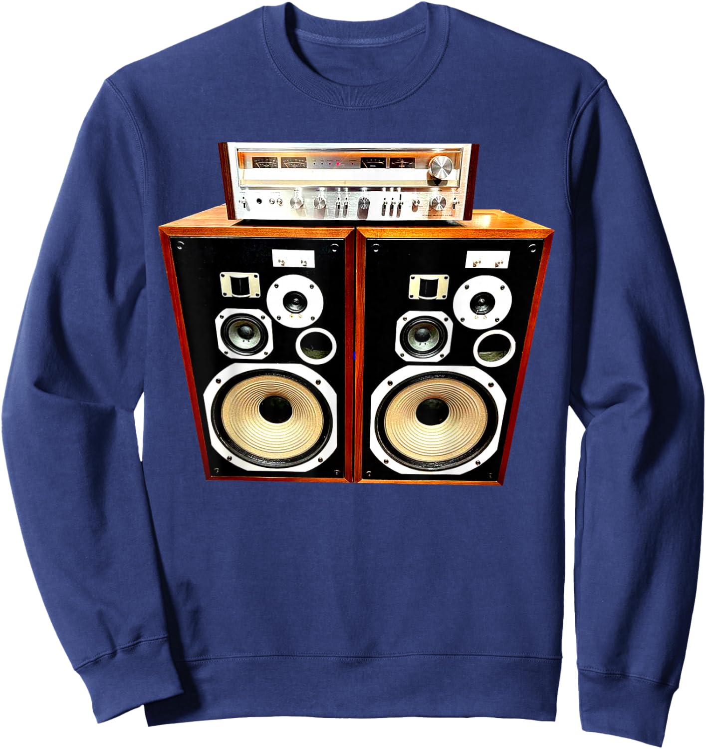 Vintage Stereo Receiver and Speakers, Audiophile, High Fi Sweatshirt - Sweatshirt | Navy