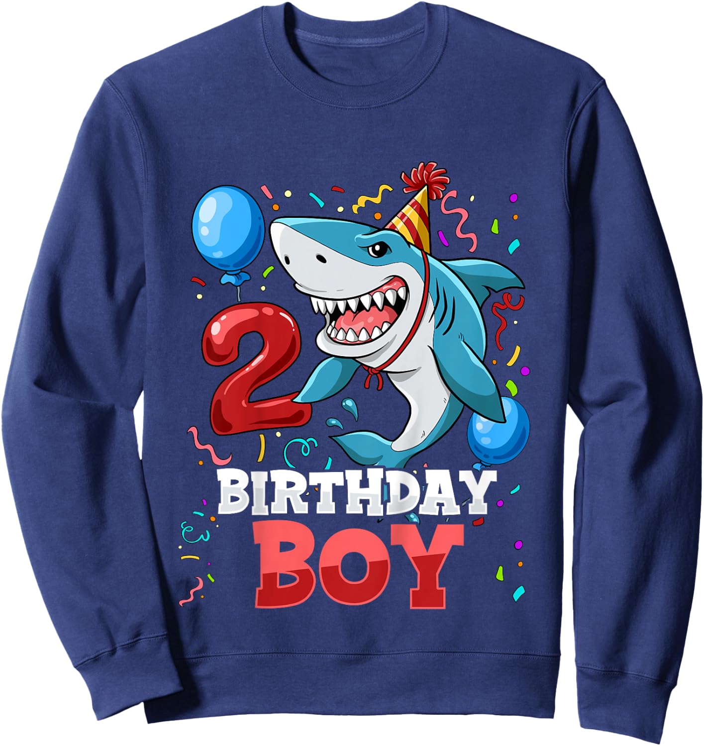 Kids Shark 2nd Birthday Boy Sweatshirt - Sweatshirt | Navy