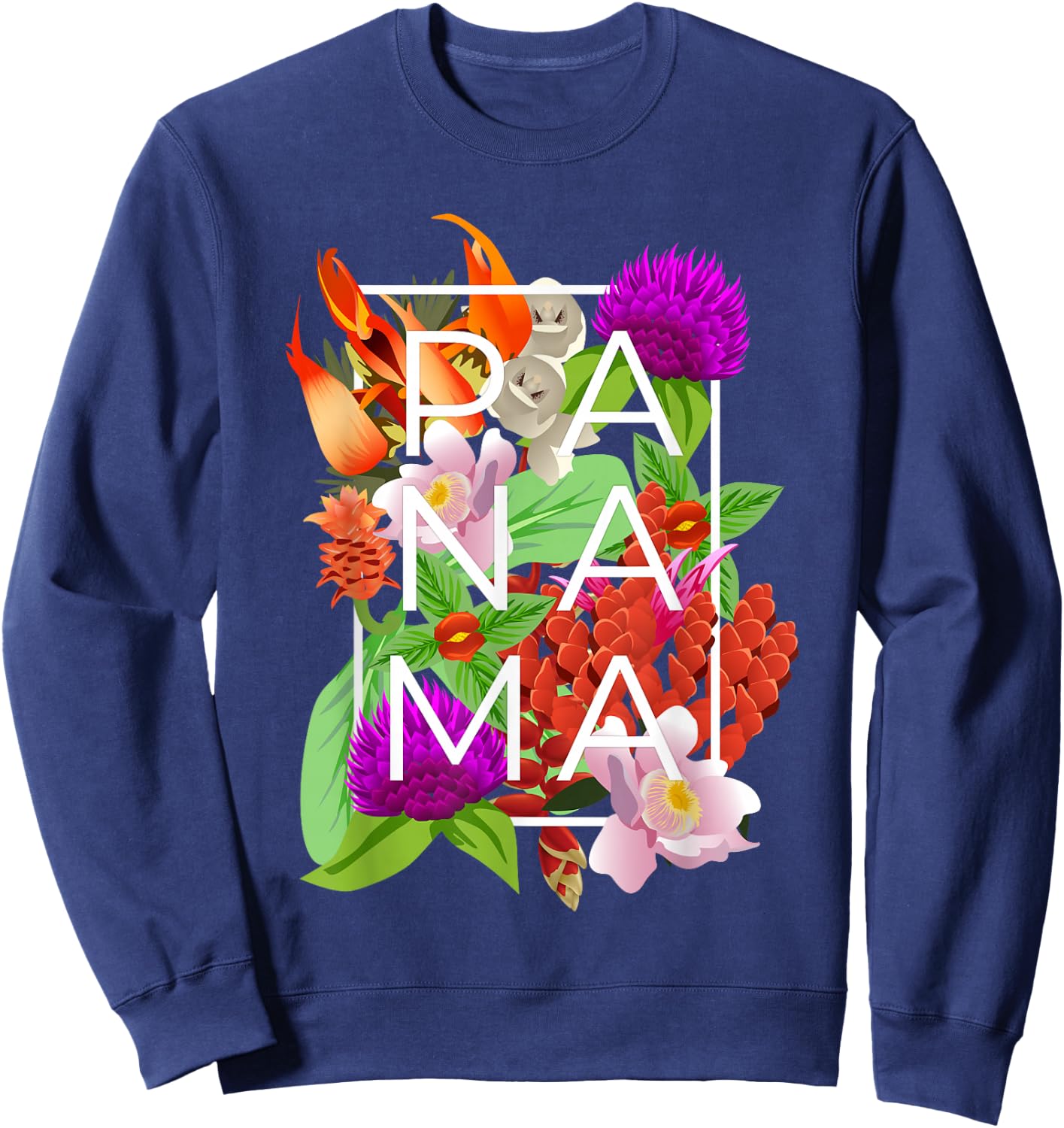 Flowers of Panama Word Art - Panamanian Pride Sweatshirt - Sweatshirt | Navy