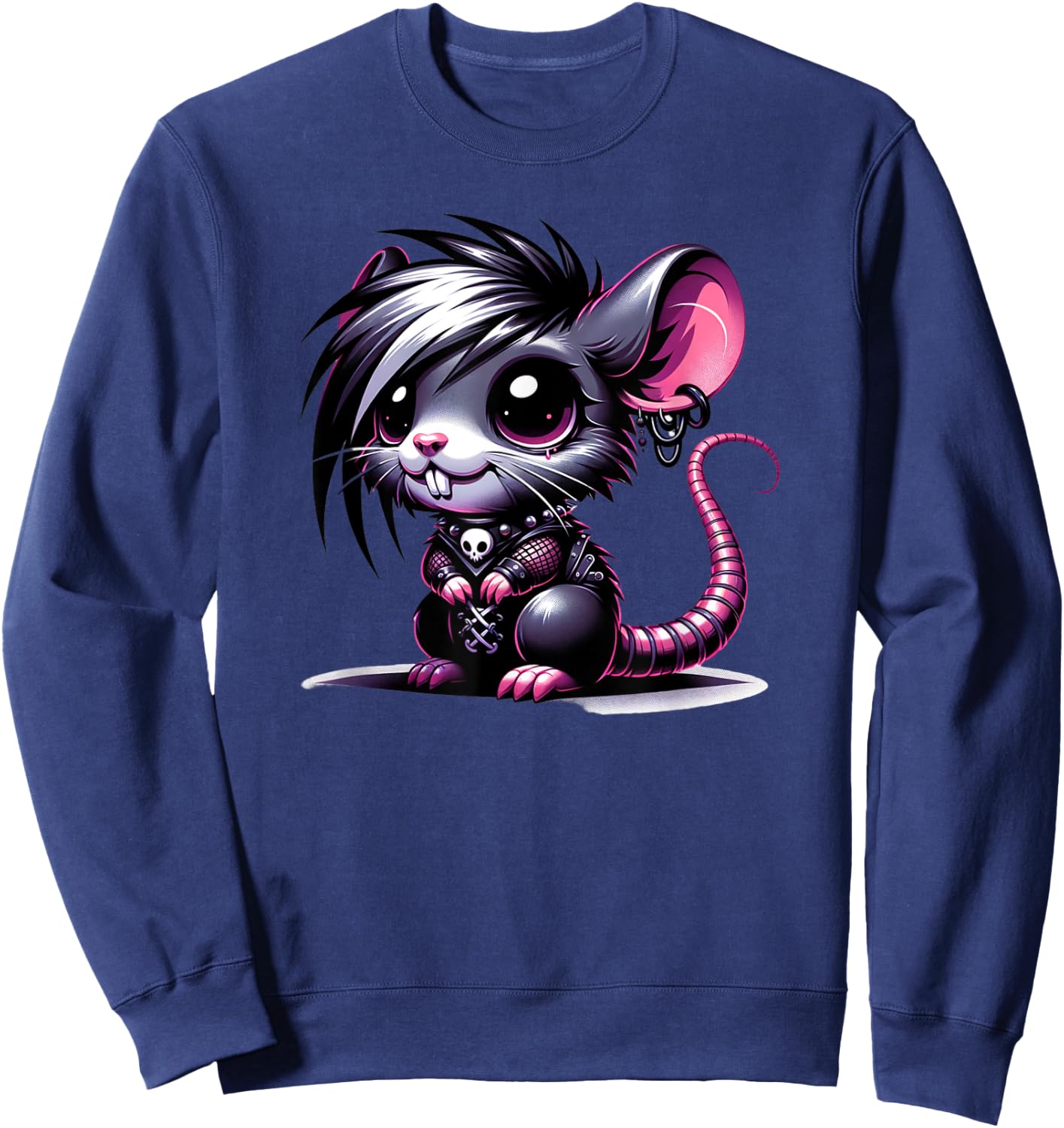 Anime Goth Rat Magic Witch Kitten Sweatshirt - Sweatshirt | Navy