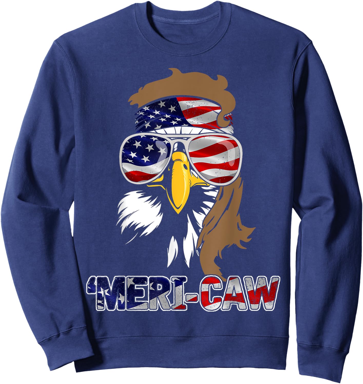 mb35 Mullet Eagle 'Meri-Caw 4th Of July Independence Day Kids Men Sweatshirt - Sweatshirt | Navy