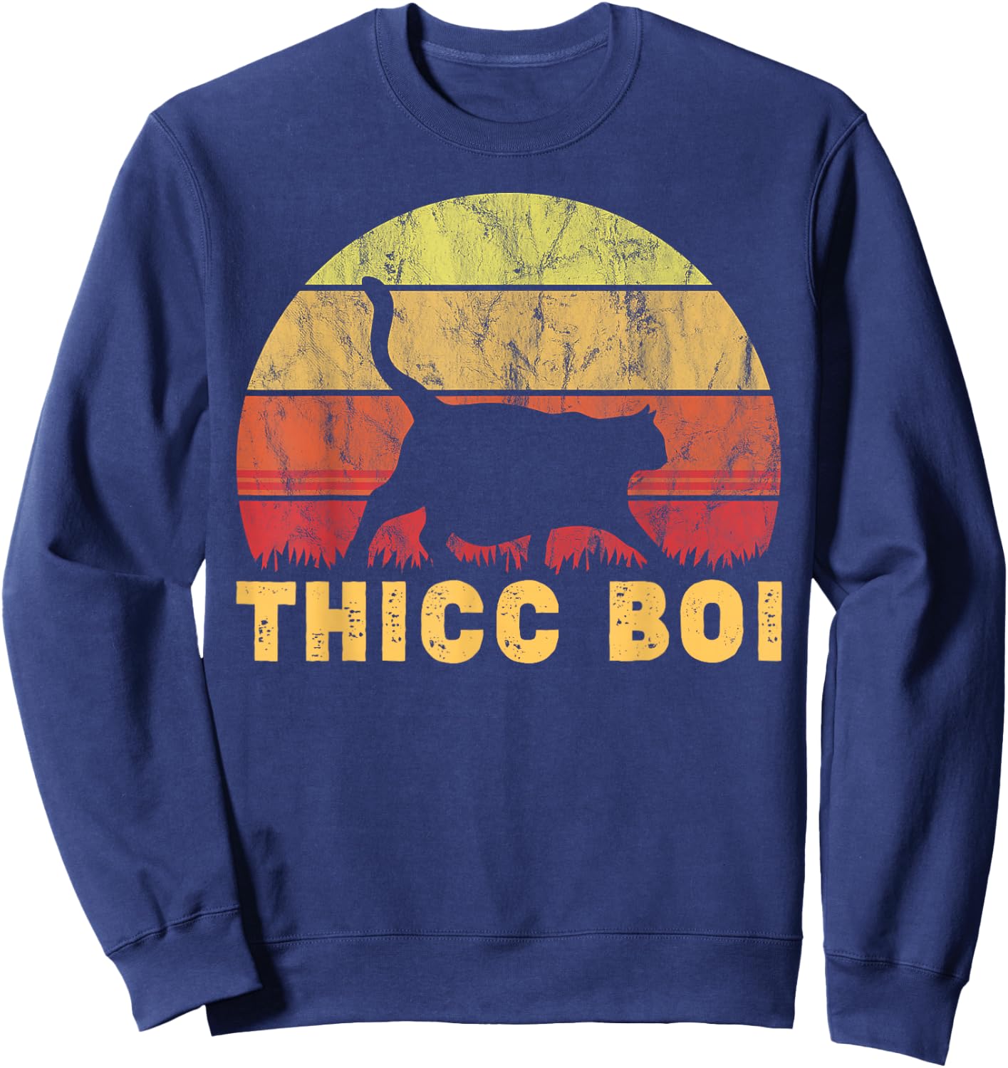 Thicc Boi Chonk Meme Fat Boy Cat Owner Sweatshirt - Sweatshirt | Navy