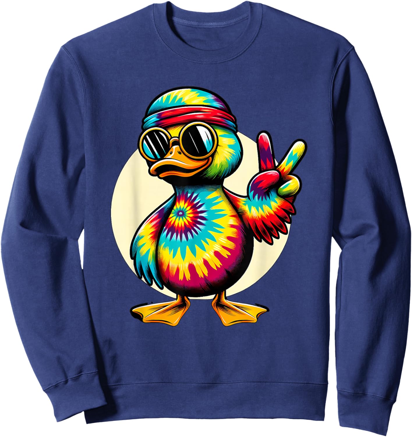 Peace Sign Tie Dye Duck Sweatshirt - Sweatshirt | Navy