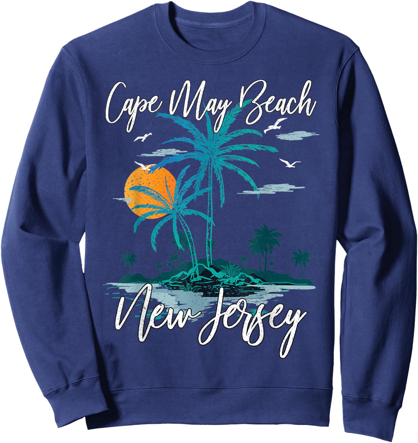 Family Vacation Retro Sunset New Jersey Cape May Beach Women Kids Sweatshirt - Sweatshirt | Navy