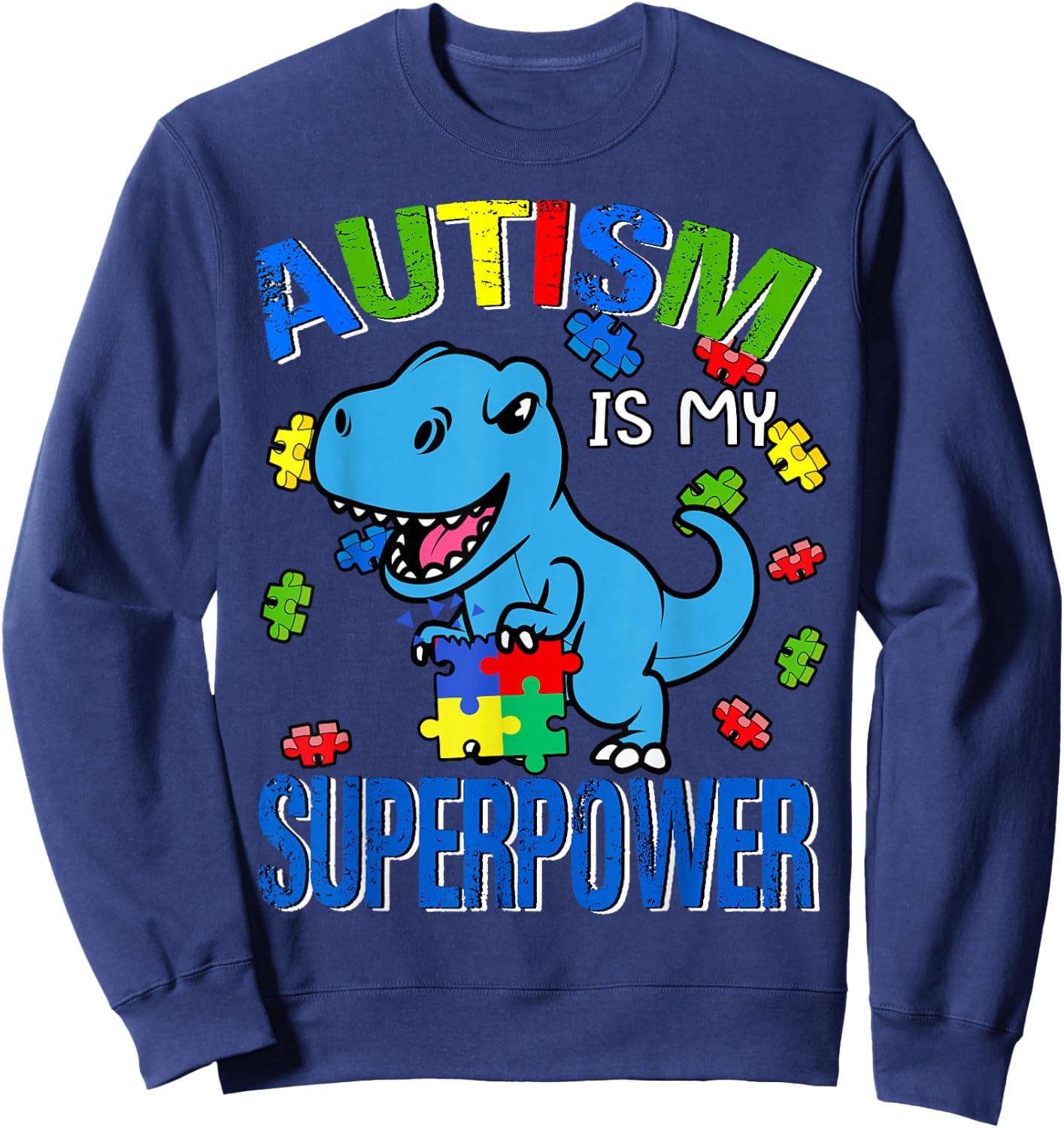 Autism Awareness Is My Superpower Kids Boys Sweatshirt - Sweatshirt | Navy