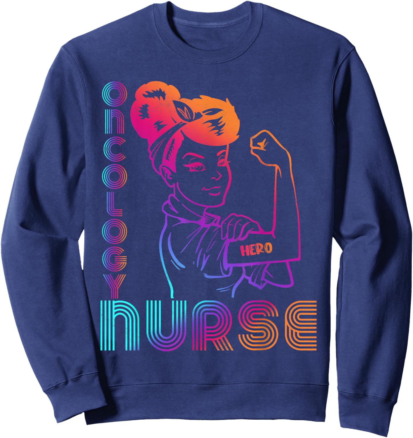 Vintage Oncology Nurse Cute RN Sweatshirt - Sweatshirt | Navy