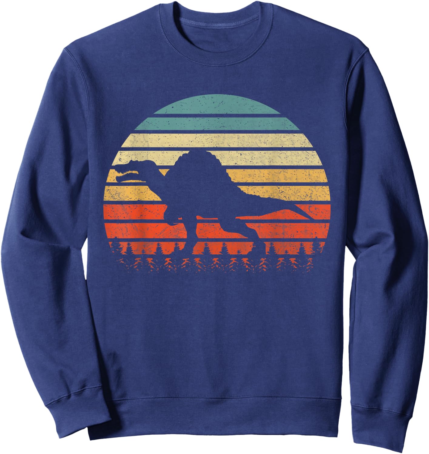 Vintage Spinosaurus Dinosaurus Sunset Retro Sweatshirt - Sweatshirt | Navy