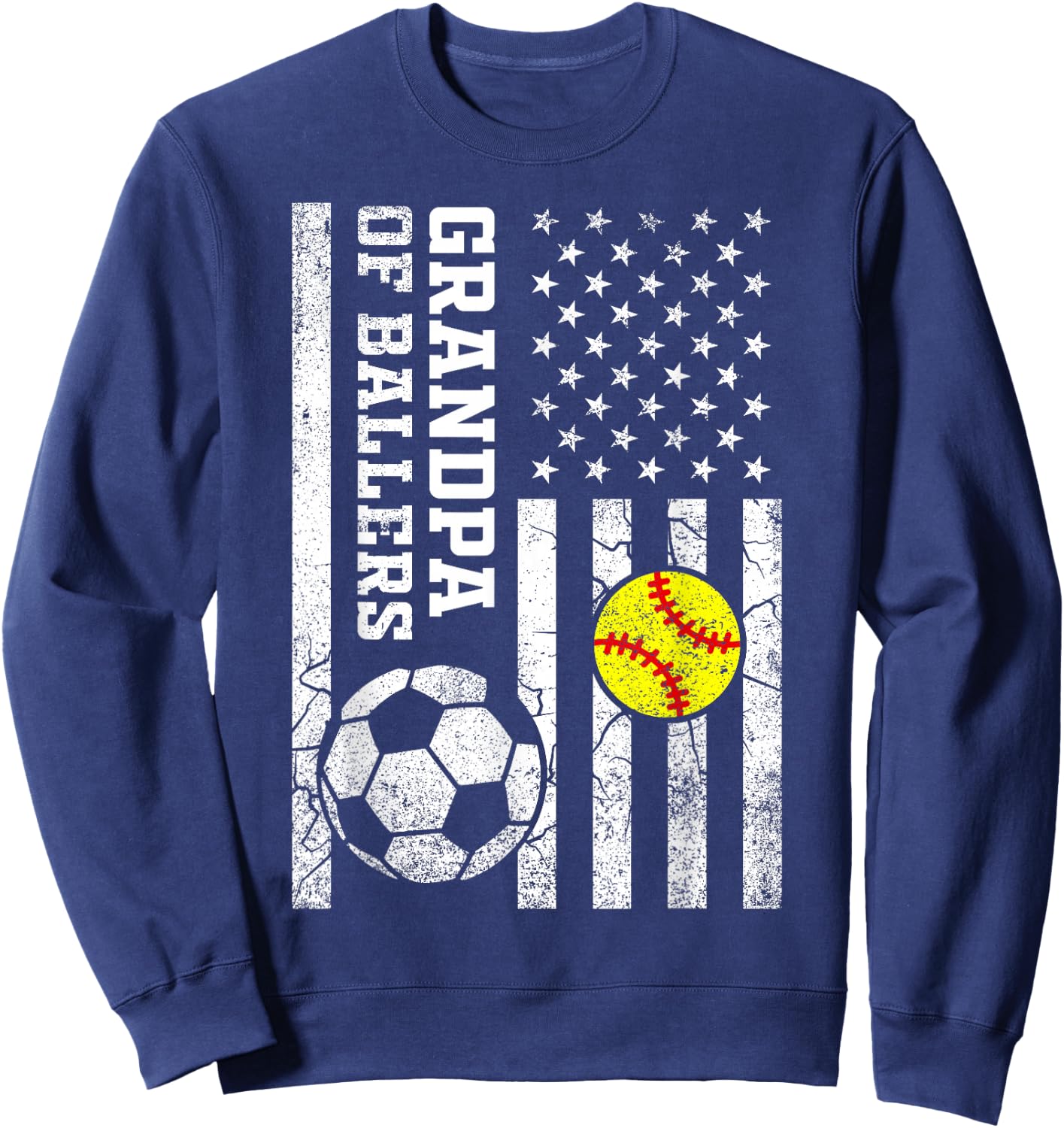 Grandpa of Ballers Baseball Soccer Softball Player Sports Sweatshirt - Sweatshirt | Navy