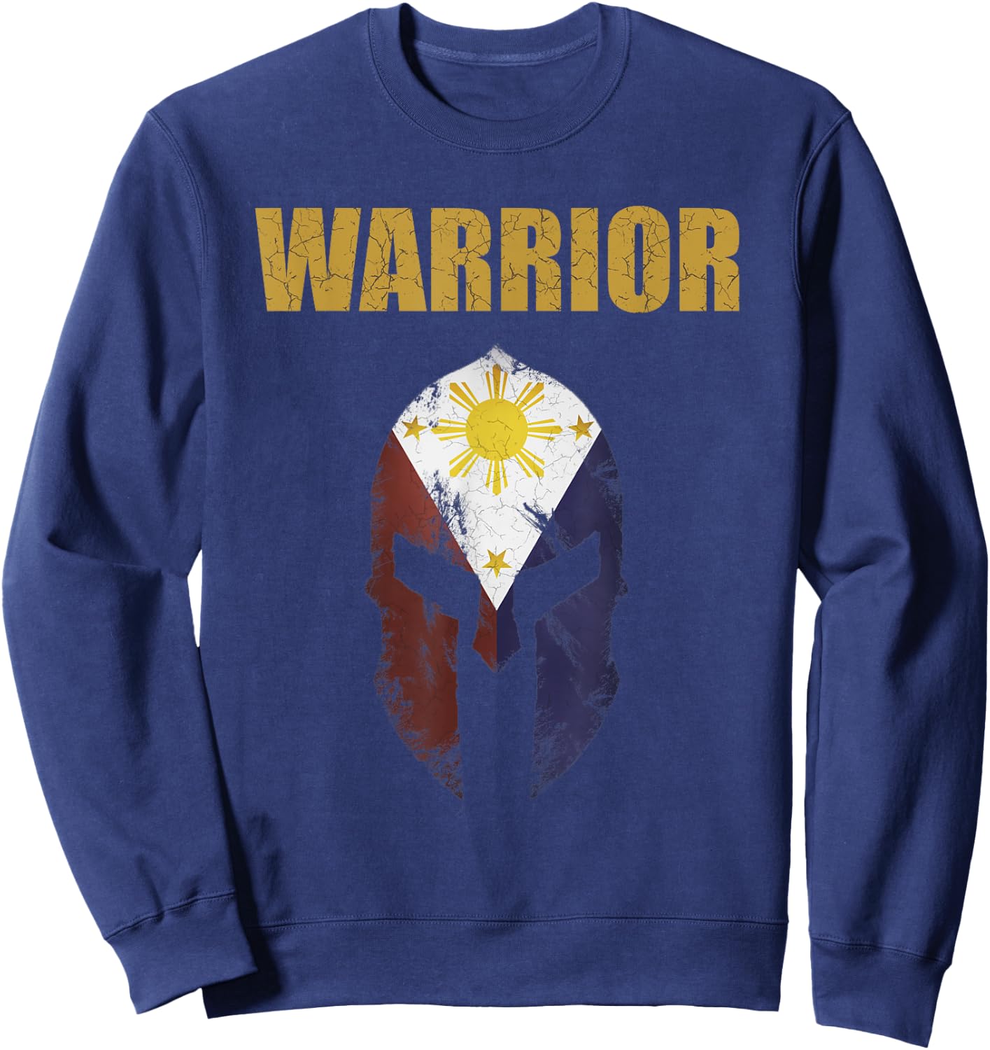 Vintage Motivational Workout Shirt-Filipino Spartan Warrior Sweatshirt - Sweatshirt | Navy