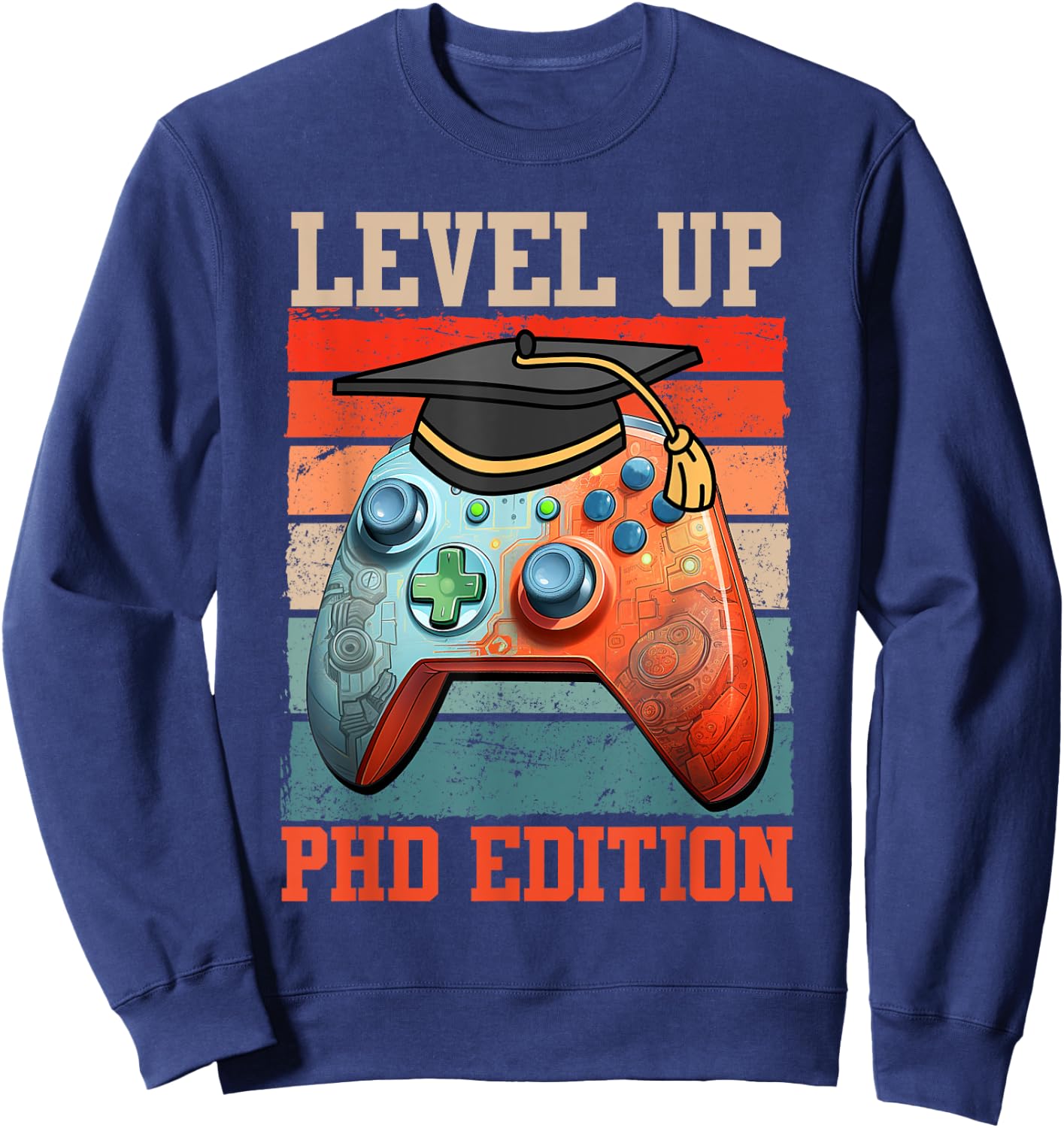 Doctoral Thesis Passed Leveled Up Ph.D Edition Gamer Sweatshirt - Sweatshirt | Navy