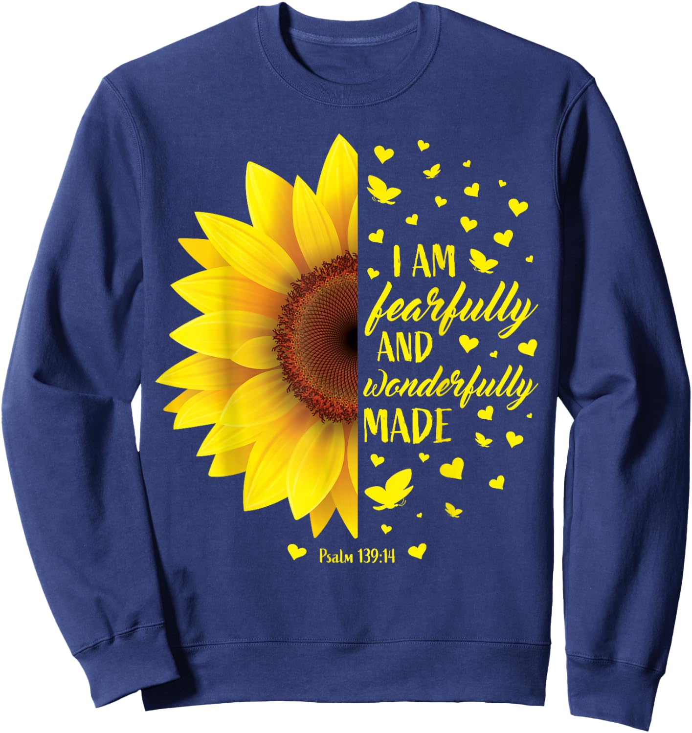 Christian Bible Verse Gifts Women Teen Girls Cute Sunflower Sweatshirt - Sweatshirt | Navy