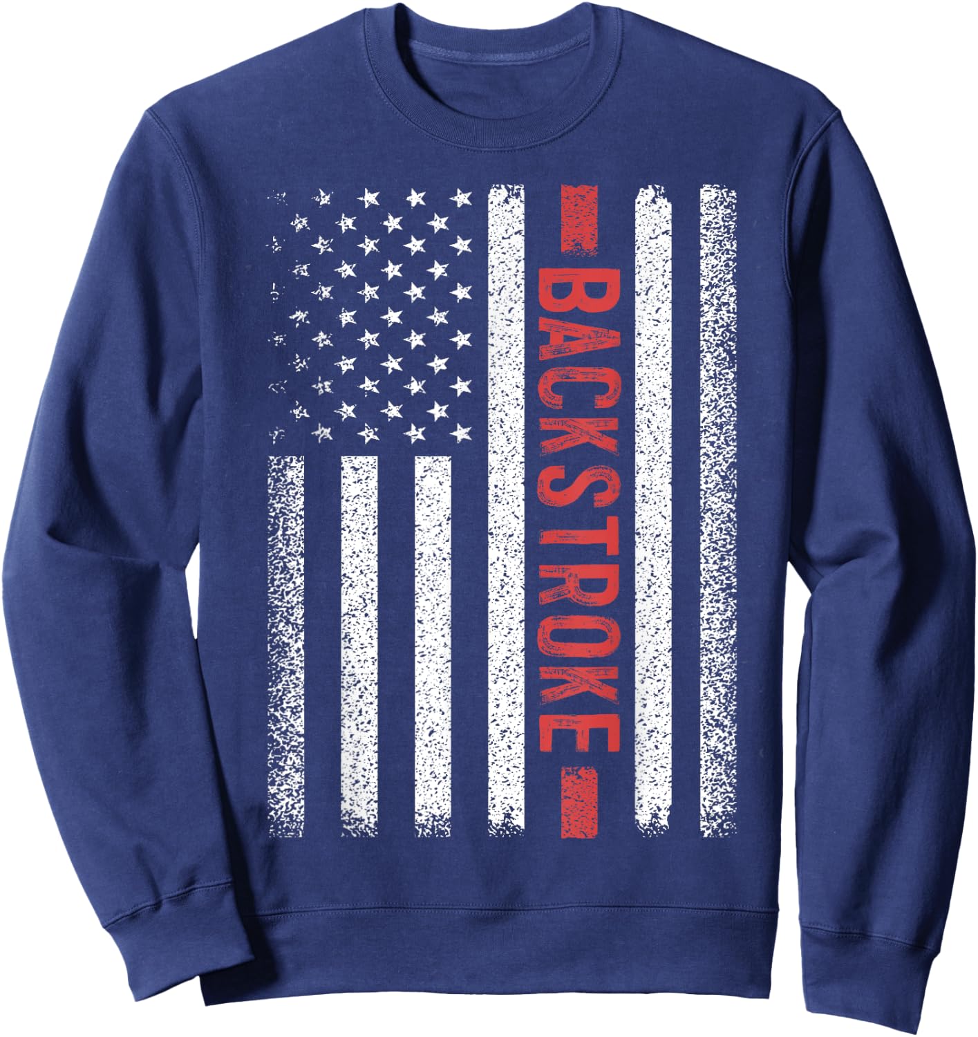 Backstroke American Flag 4th of July Back Crawl Swimmer Sweatshirt - Sweatshirt | Navy
