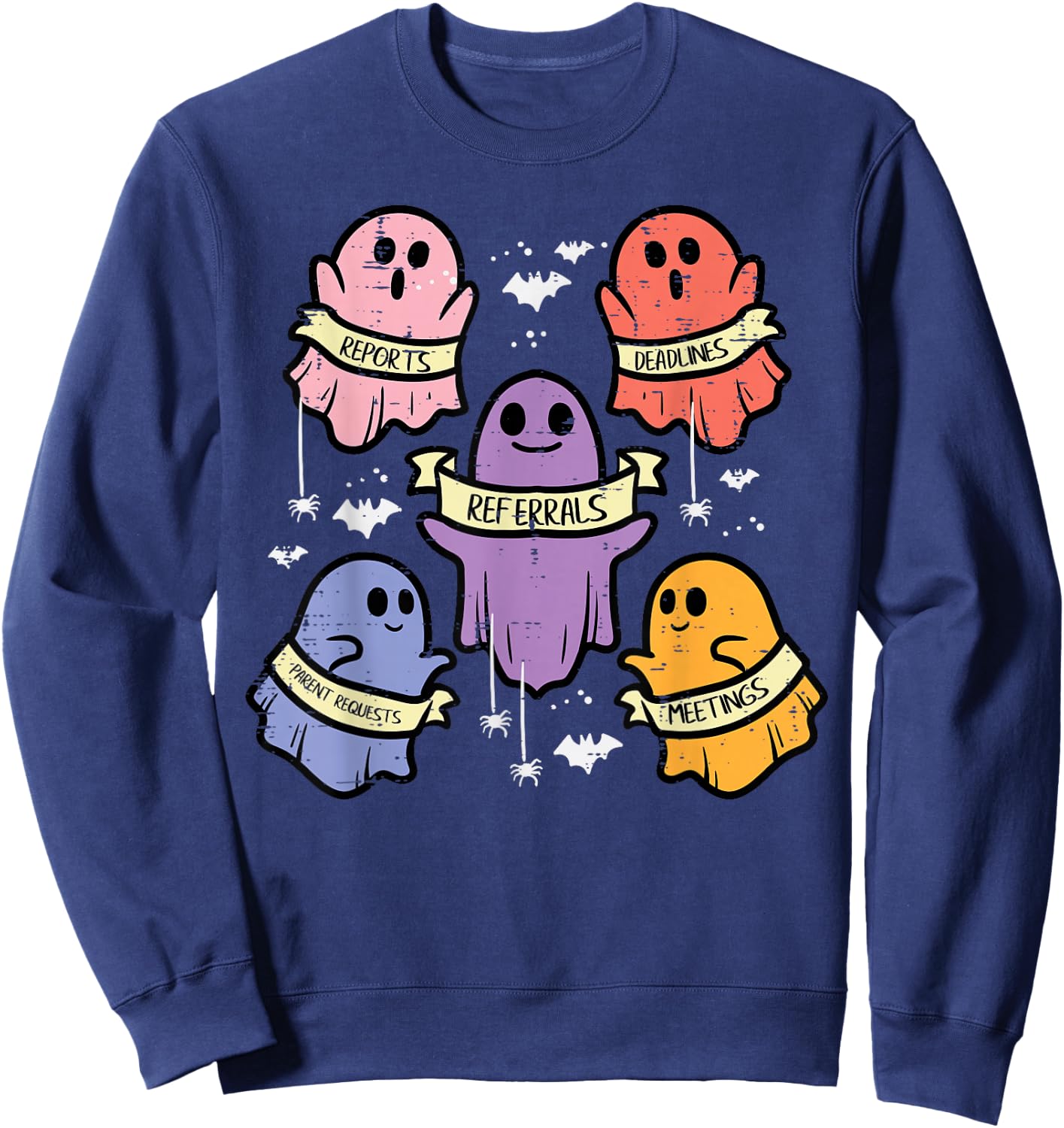 Halloween School Counselor Ghost Social Worker Costume Women Sweatshirt - Sweatshirt | Navy