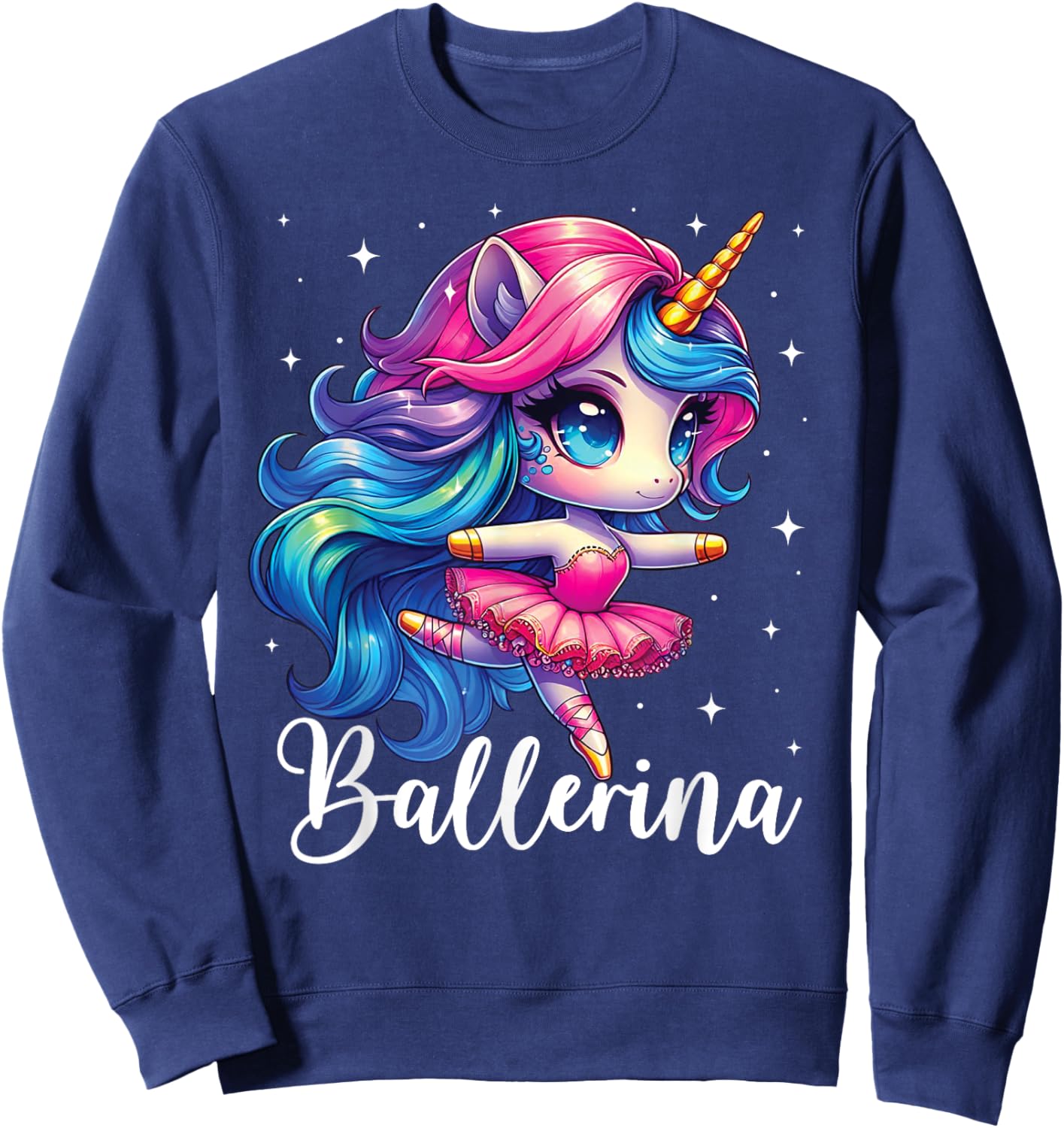 Ballerina Dancer Unicorn Girl Cute Ballet Kids Toddler Sweatshirt - Sweatshirt | Navy