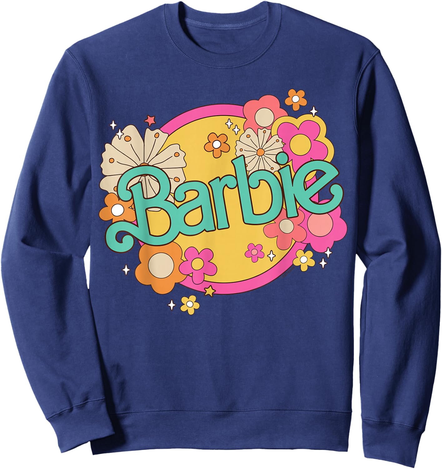 Barbie Retro Logo with Flowers Sweatshirt - Sweatshirt | Navy