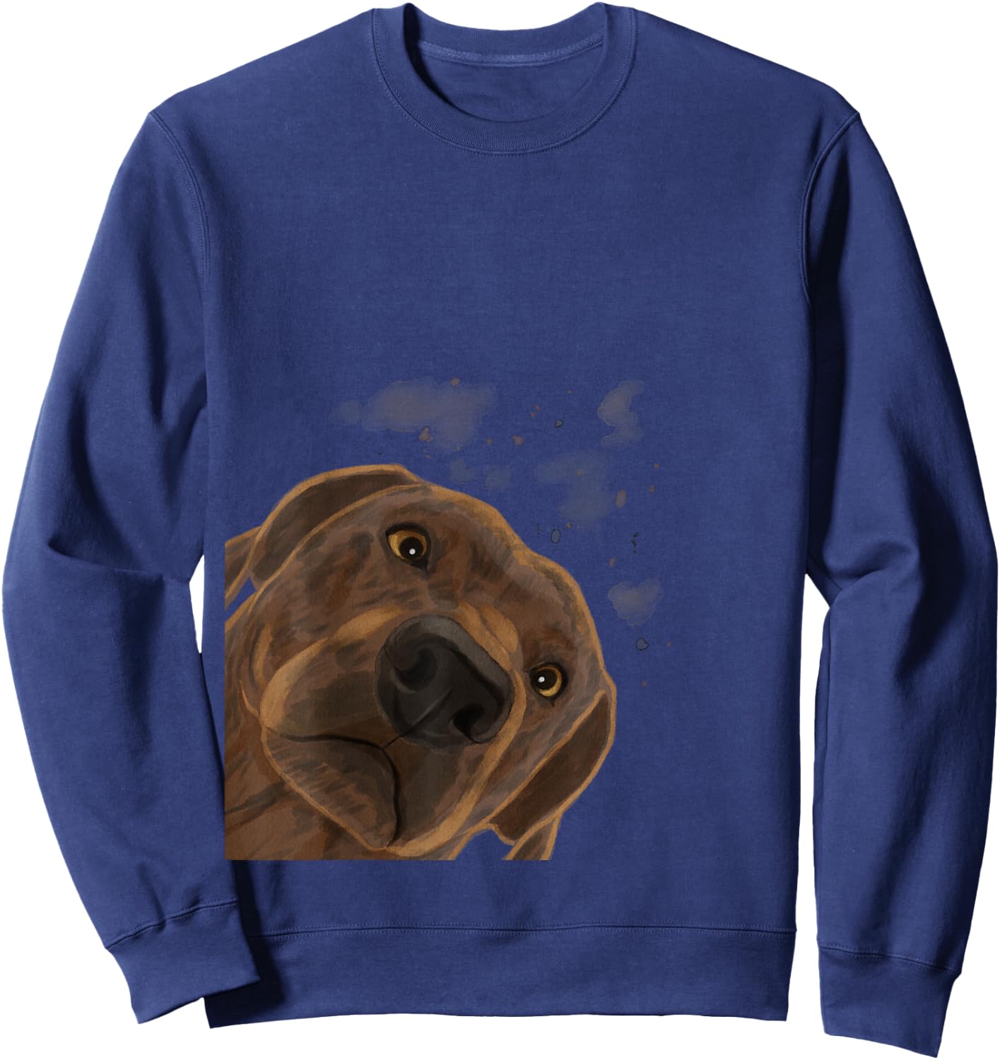 Plott Hound Geschenke Funny Curious Dog - Women's Black Cartoon Dog Pattern Casual Humorous Modern - Small Sweatshirt - Sweatshirt | Navy