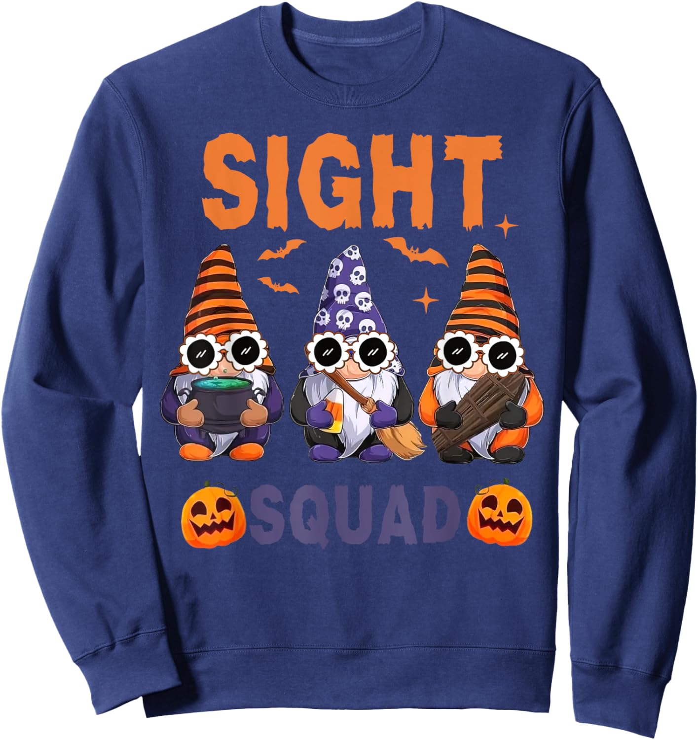 Sight Squad Gnomes Halloween Optometry Technician Eye Doctor Sweatshirt - Sweatshirt | Navy