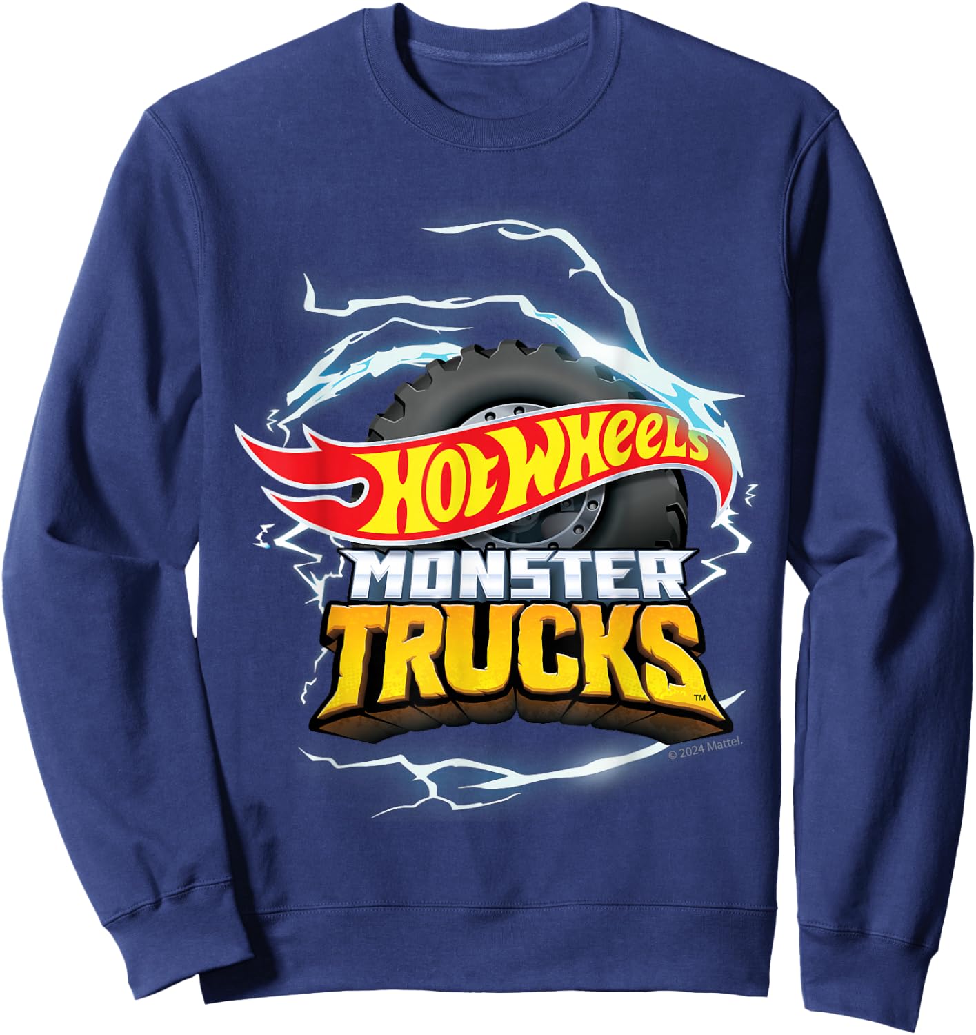 Hot Wheels - Monster Trucks Lightning Wheel Logo Sweatshirt - Sweatshirt | Navy