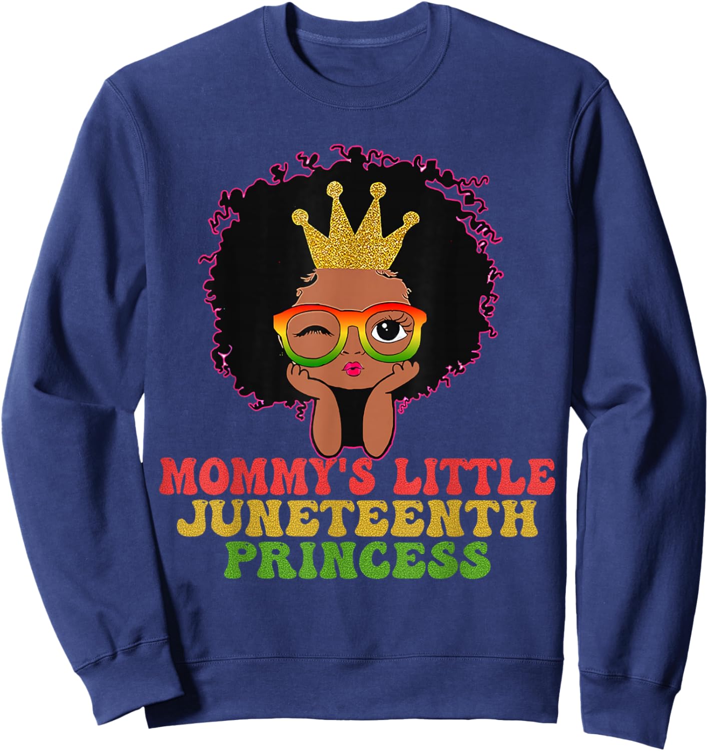 Mommy's Little Juneteenth Princes Celebrate Black Girl Kid Sweatshirt - Sweatshirt | Navy