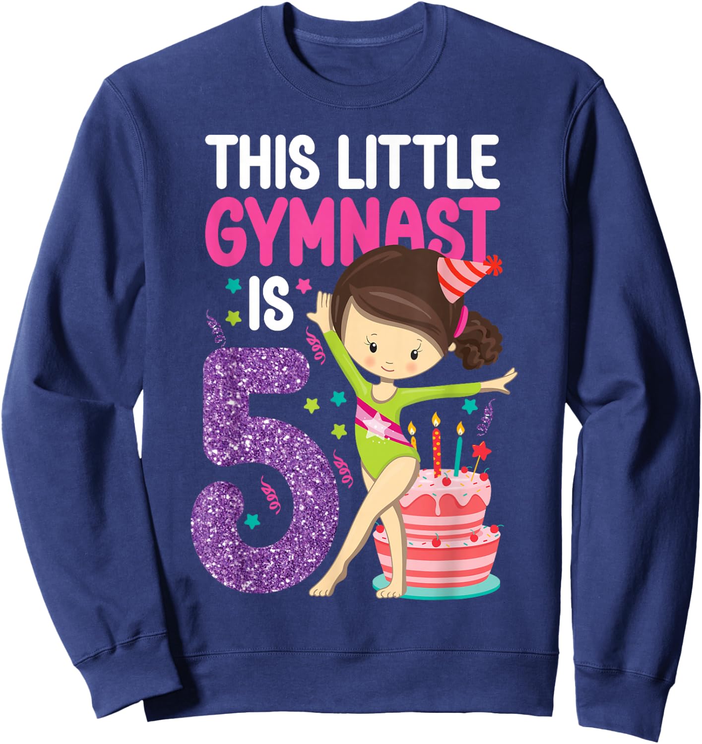Gymnastics 5th Birthday This Little Gymnast Is 5 Sweatshirt - Sweatshirt | Navy