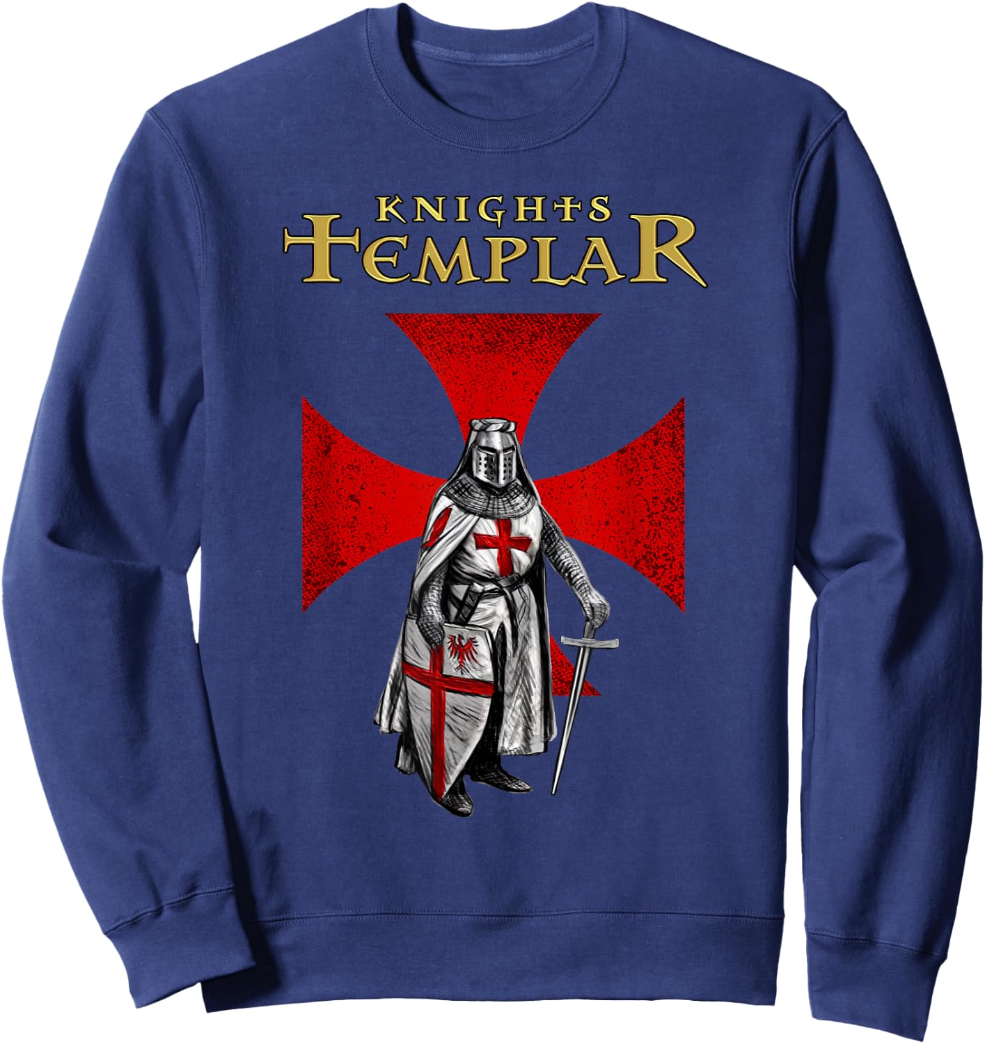 A Warrior of Christ Knights Templar Distressed Cross Sweatshirt - Sweatshirt | Navy